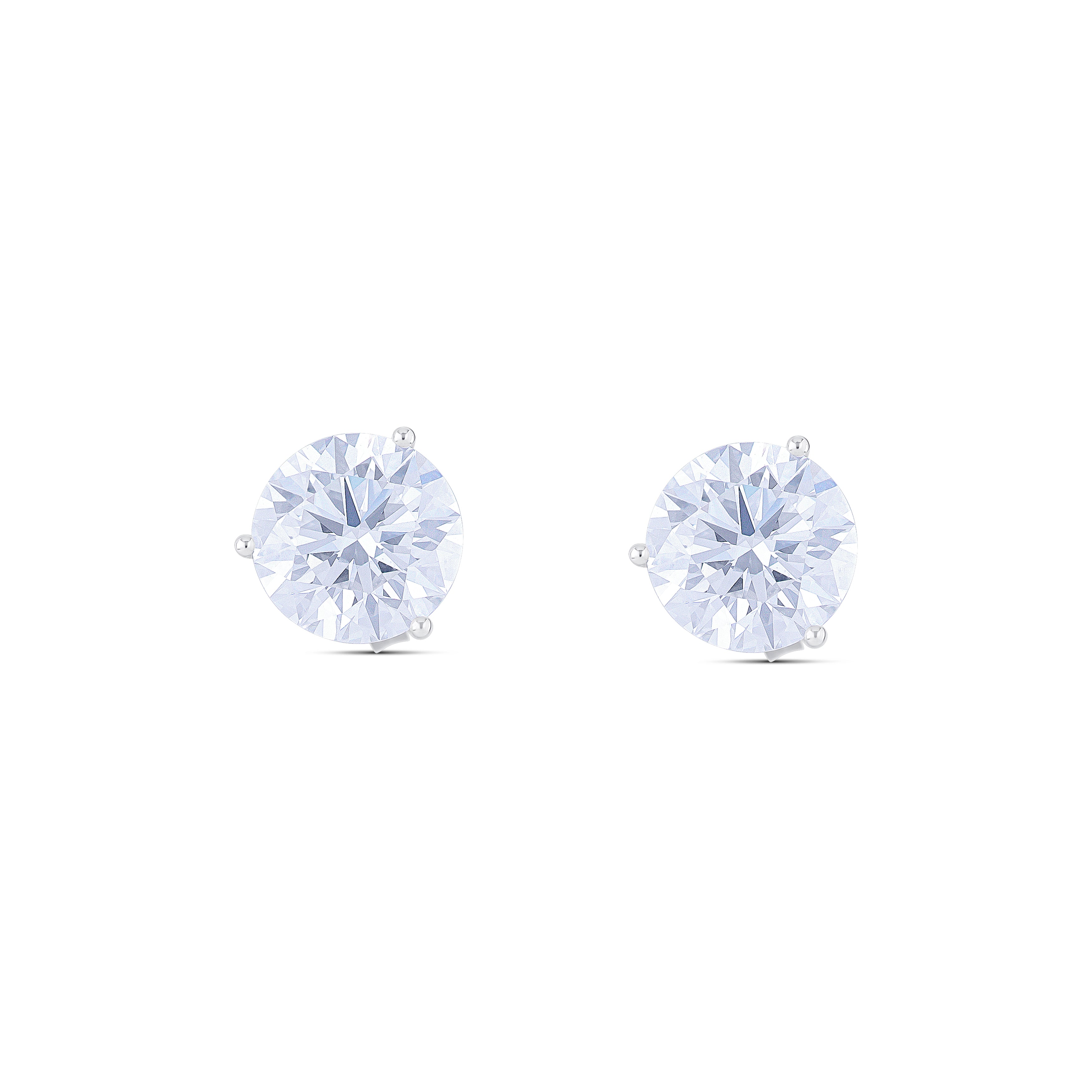 18K White Gold Round Cut Lab Grown Diamond Stud Earrings