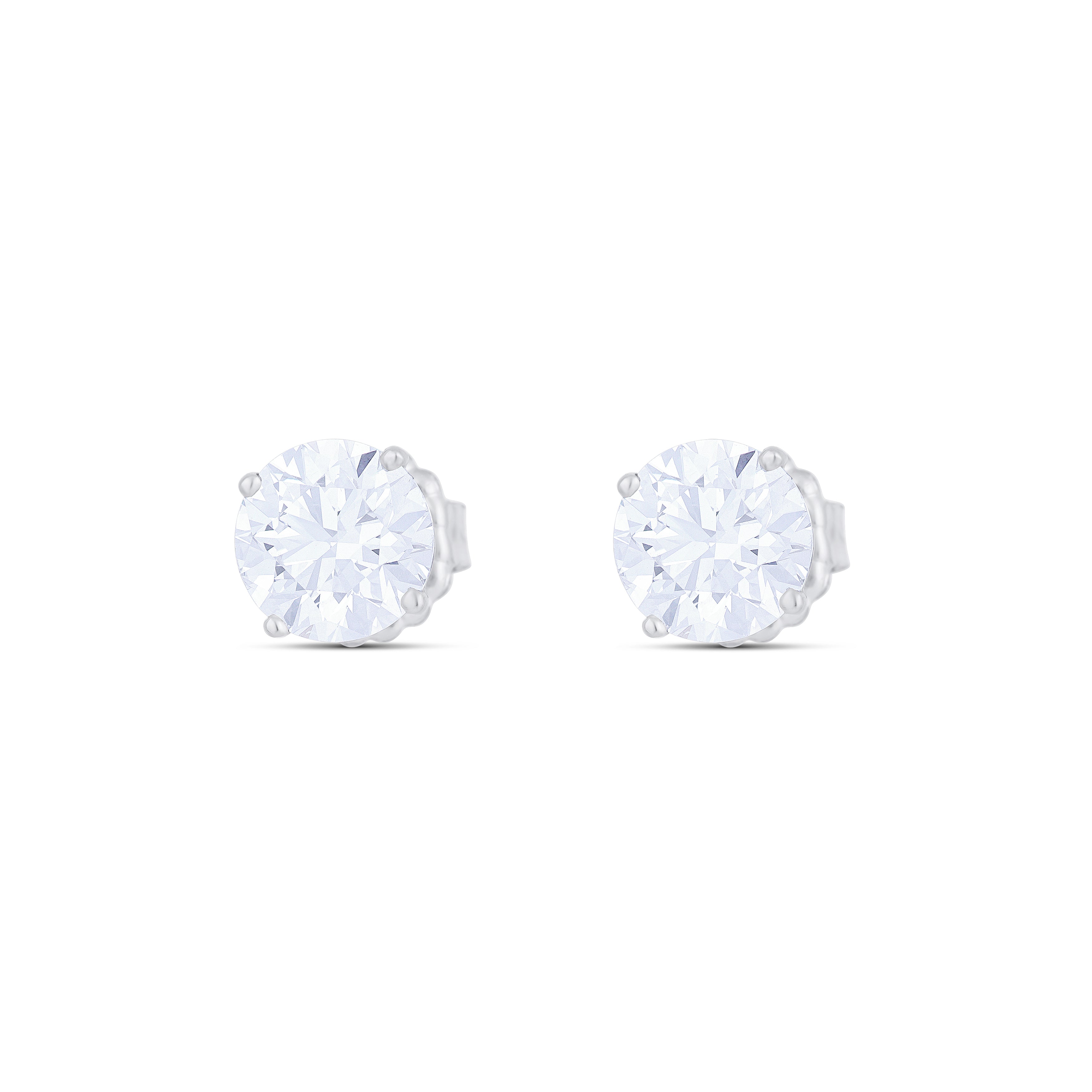 18K White Gold Round Cut Diamond Stud Earrings