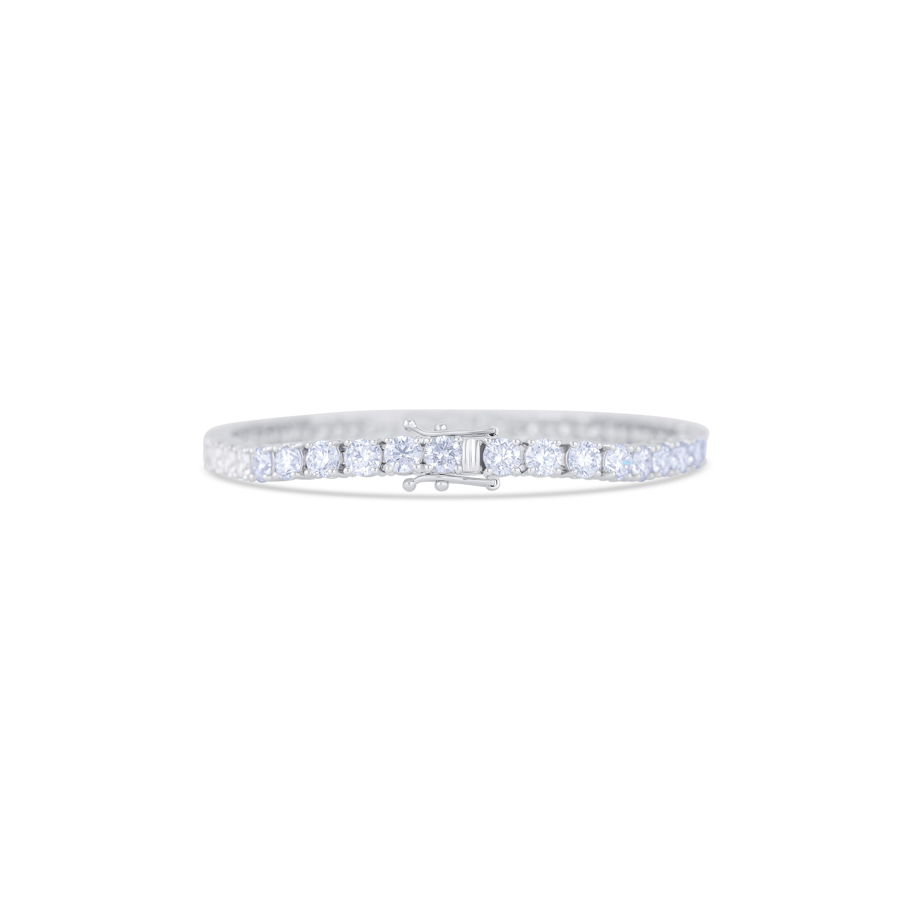 14K White Gold Round Cut Diamond Tennis Bracelet