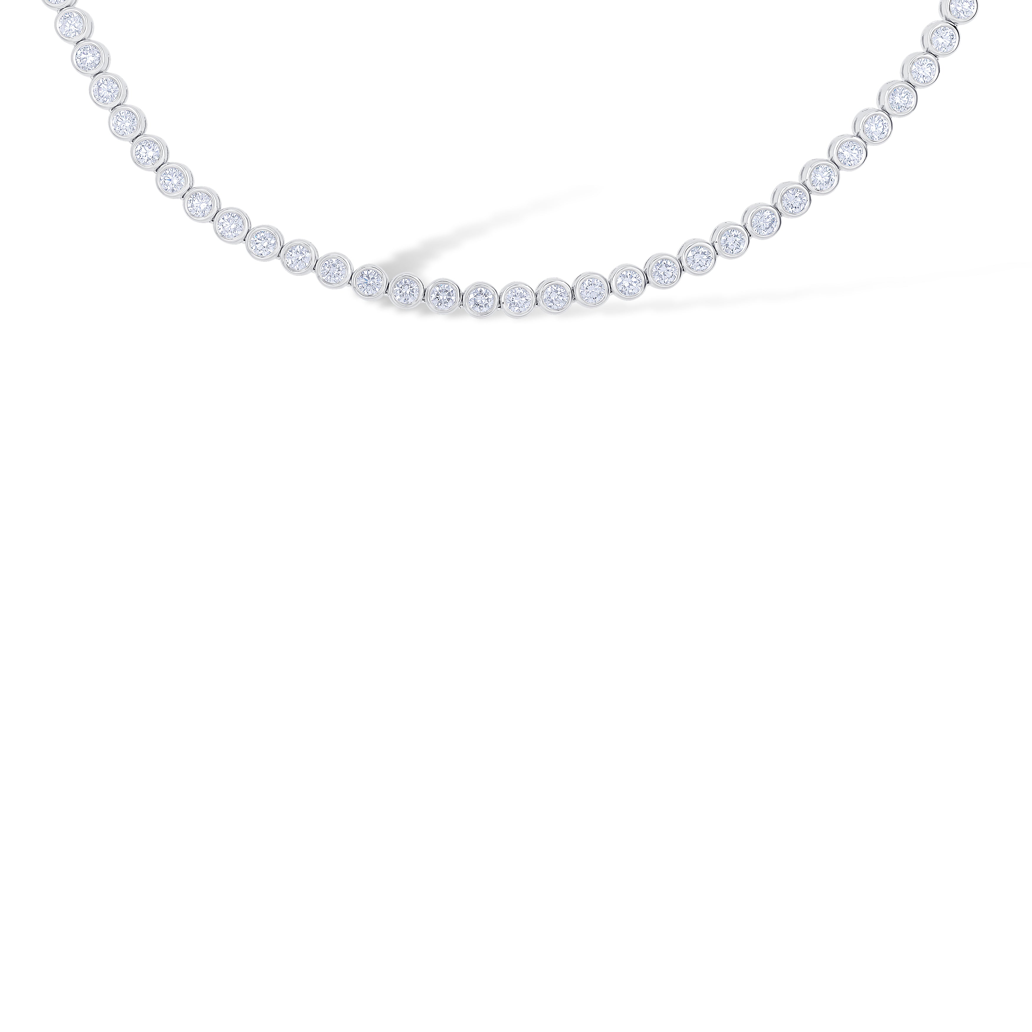 14K White Gold Round Cut Diamond Bezel Set Necklace