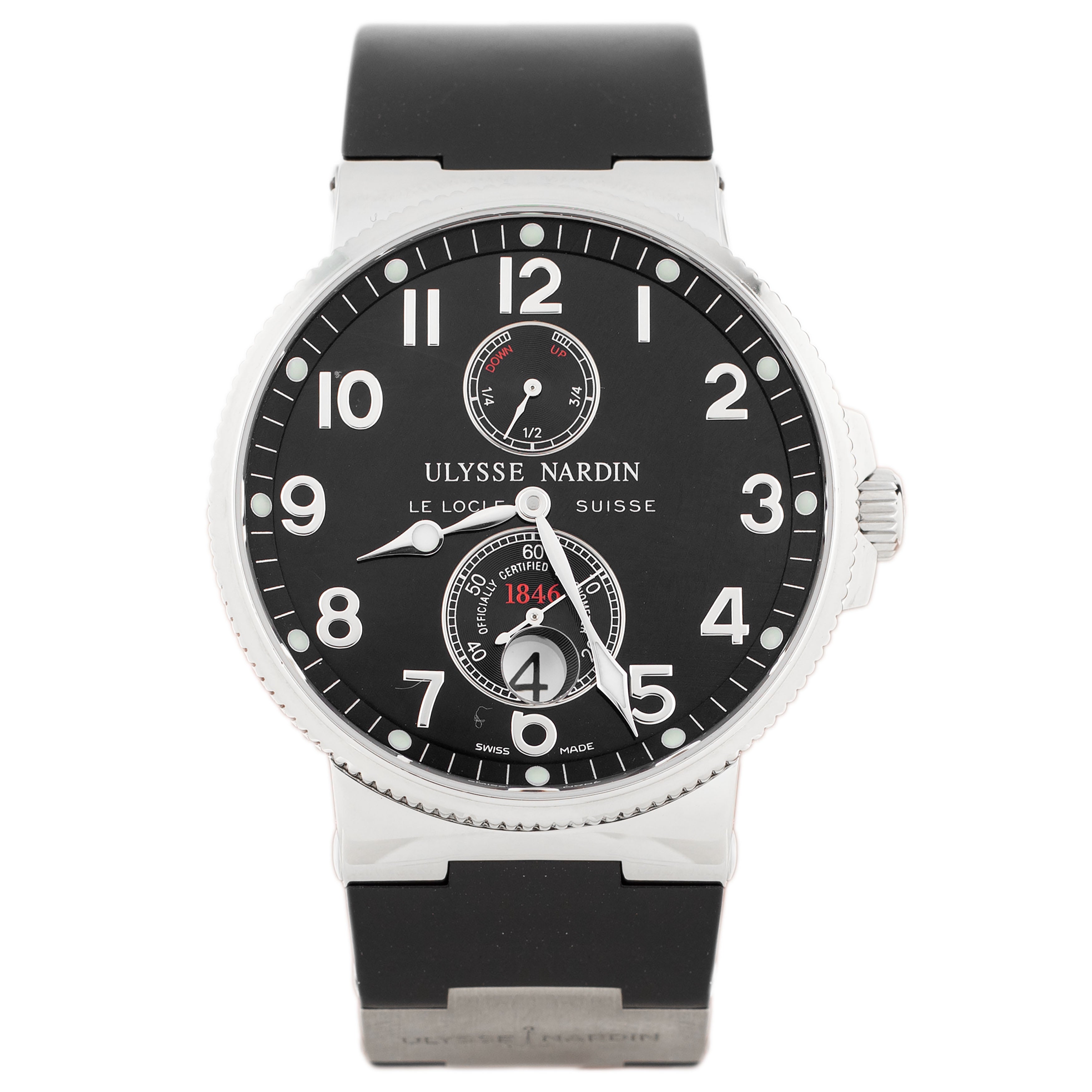 Ulysse Nardin Maxi Marine Chronometer Stainless Steel Black Dial 41mm 263-66
