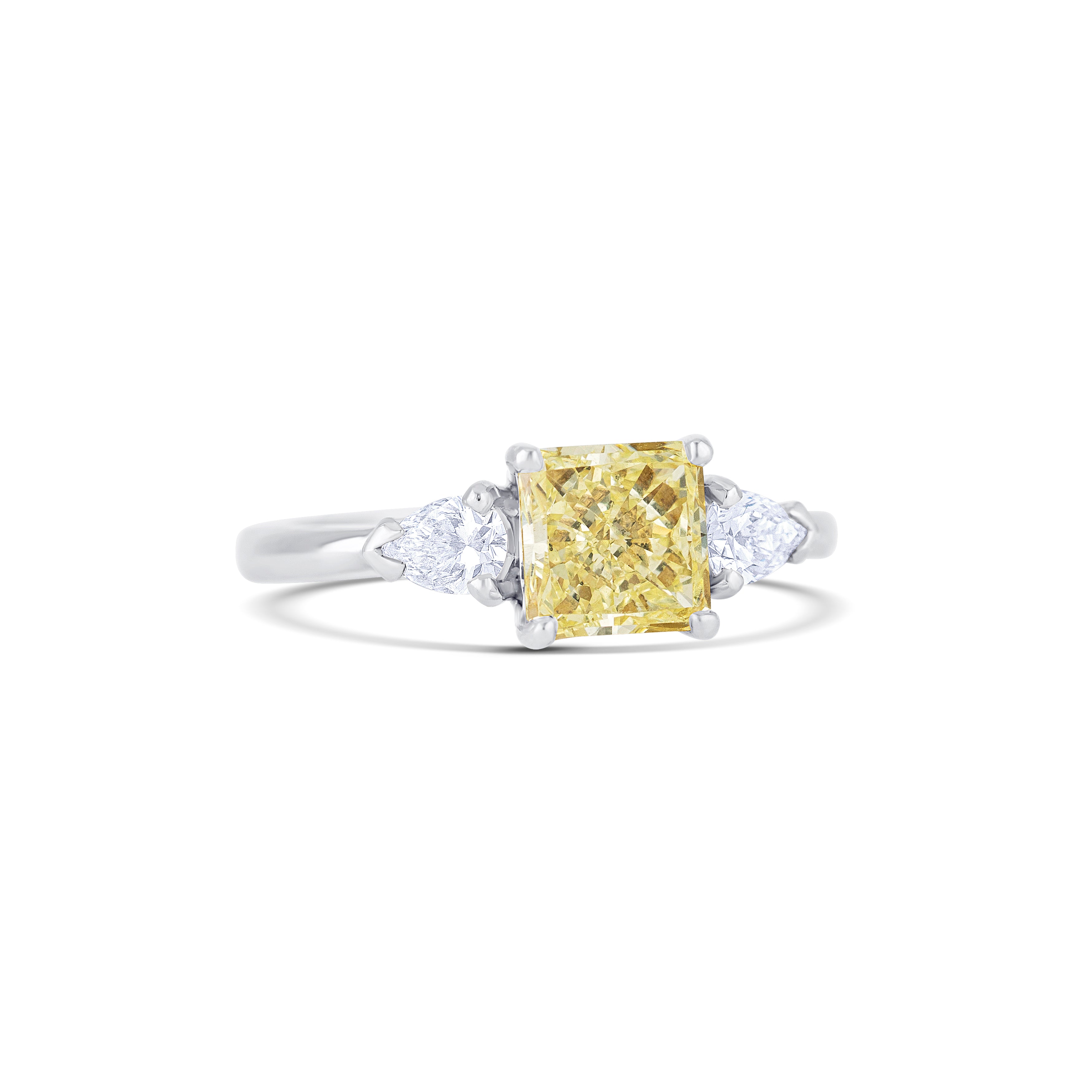 Platinum & 18K Yellow Gold Radiant Fancy Yellow Diamond Engagement Ring