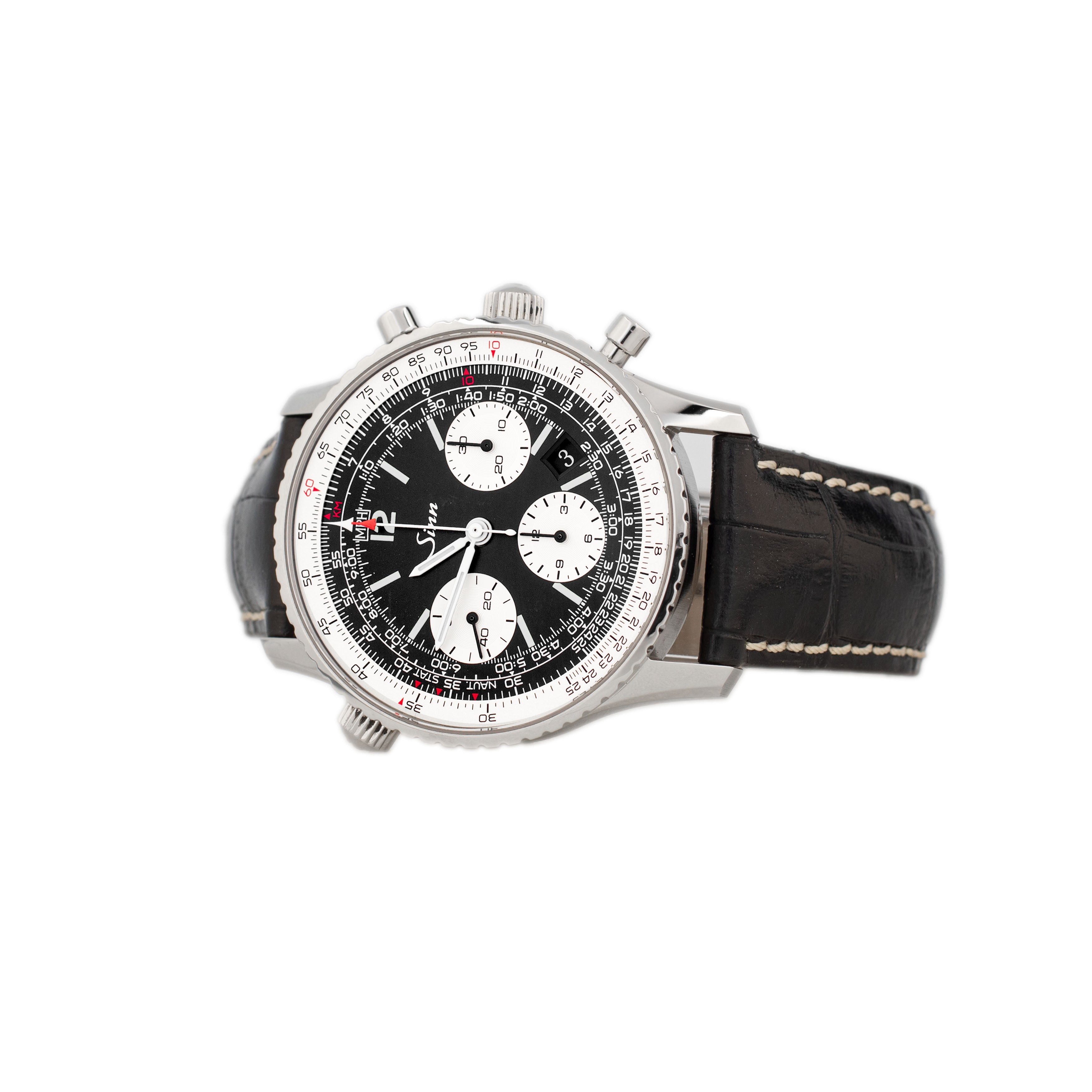Sinn Pilot 903 St Navigation Chronograph Stainless Steel Black Dial 41