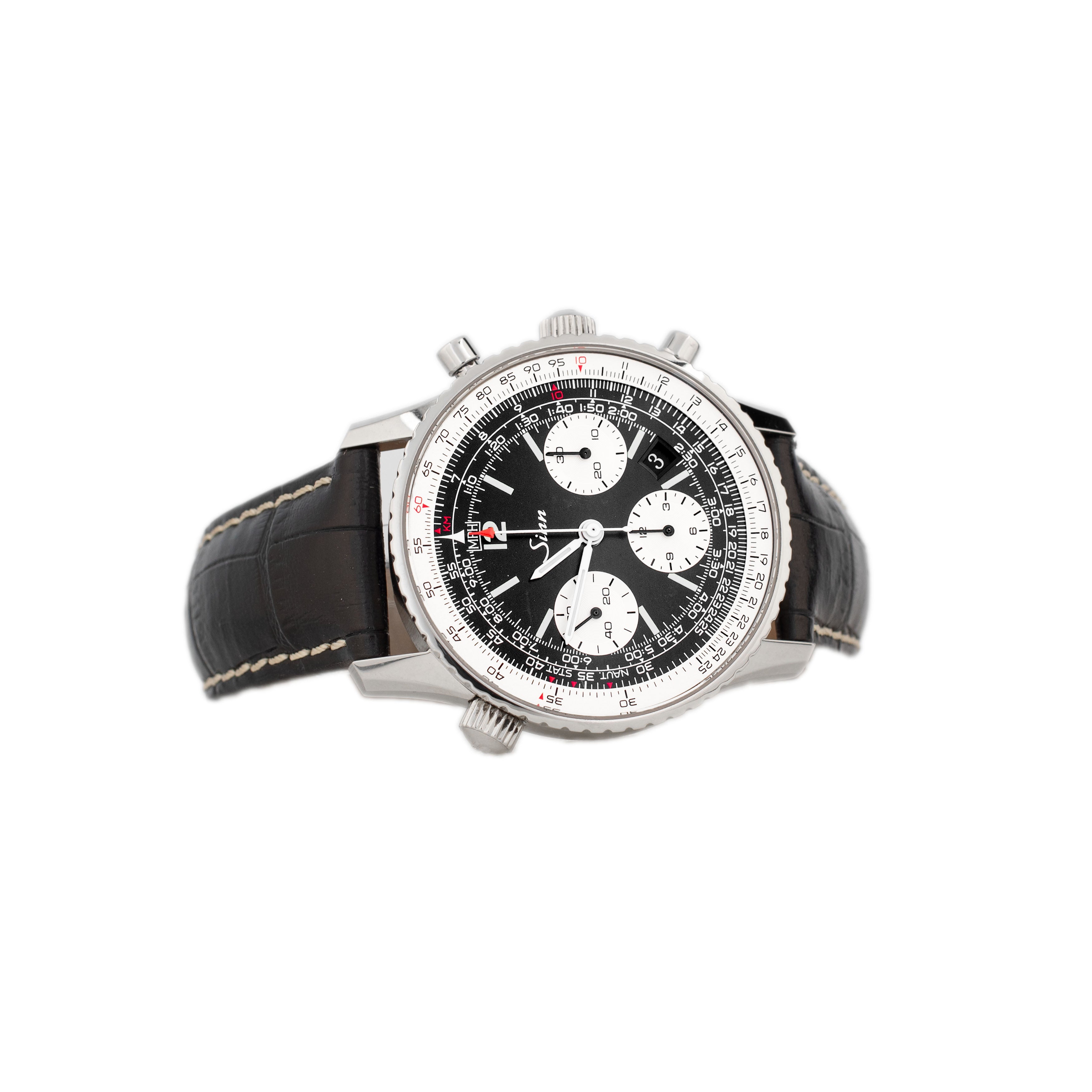 Sinn Pilot 903 St Navigation Chronograph Stainless Steel Black Dial 41