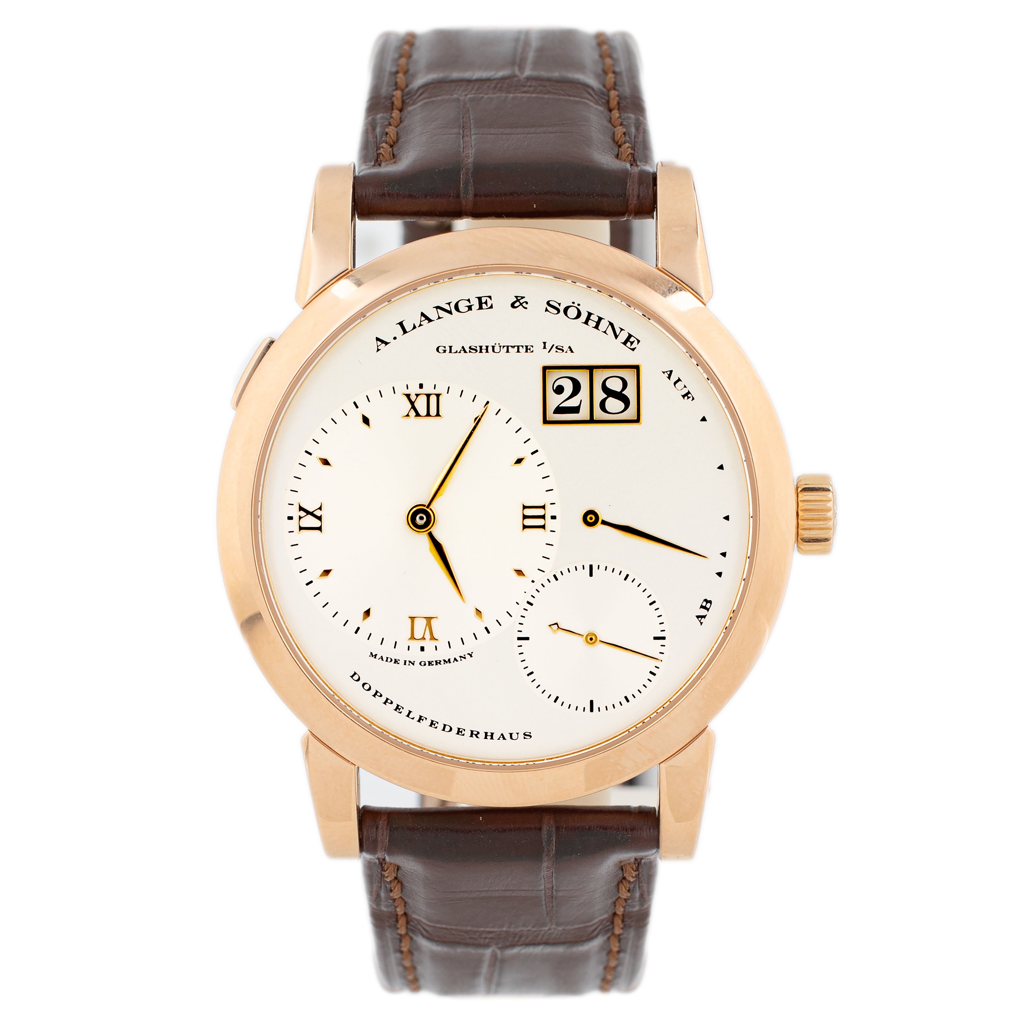 A. Lange & Sohne Lange 1 Rose Gold Silver Dial 38.5mm 101.032