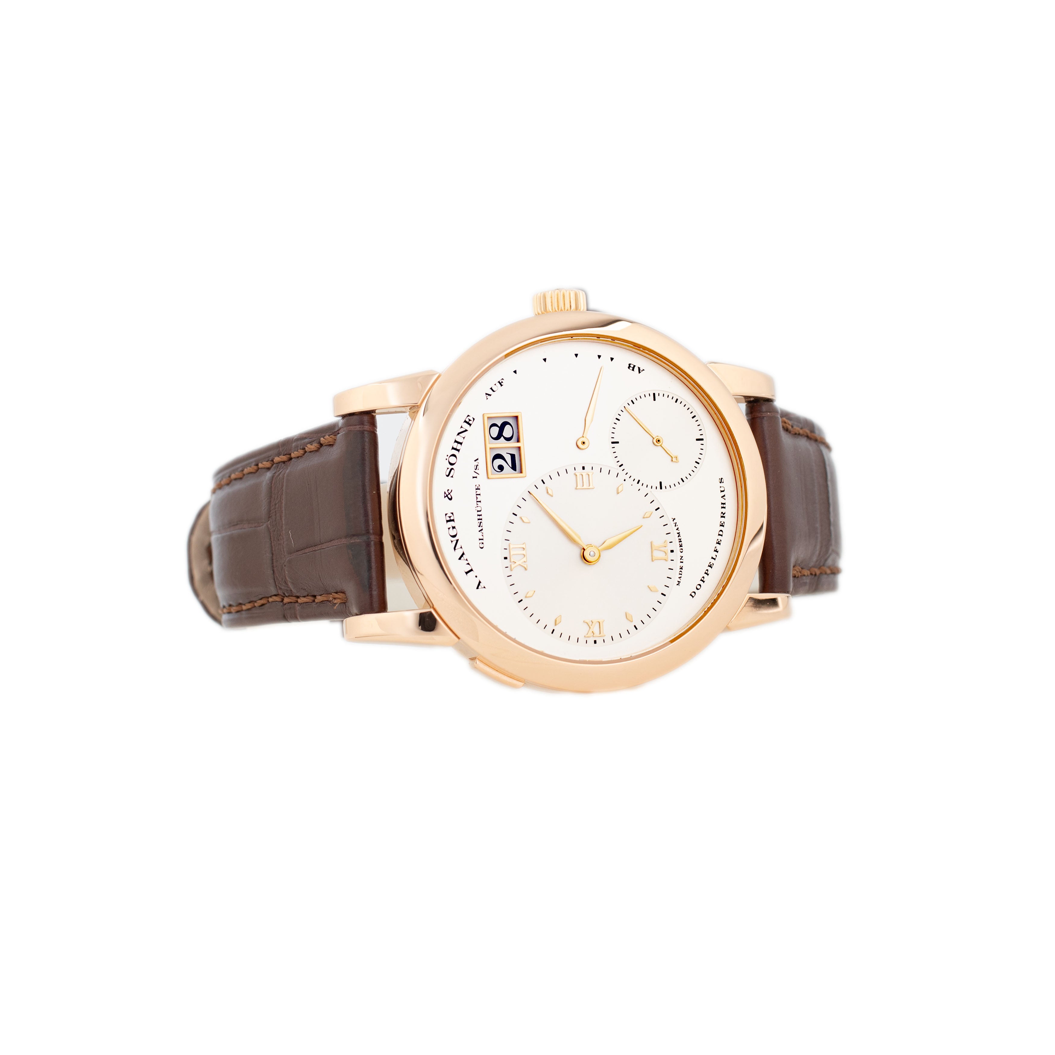A. Lange & Sohne Lange 1 Rose Gold Silver Dial 38.5mm 101.032