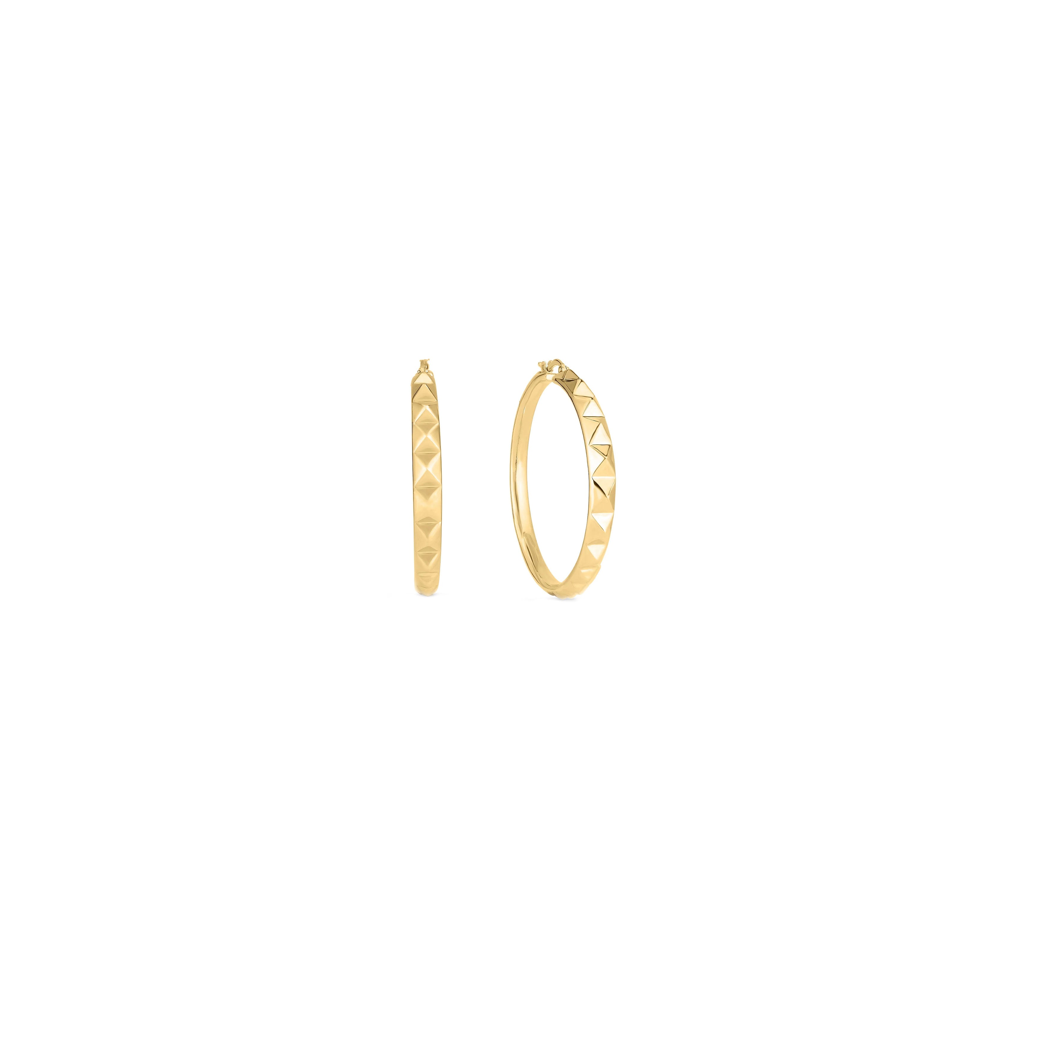 Roberto Coin 18K Yellow Gold Designer Gold Pyramid Hoop Earrings