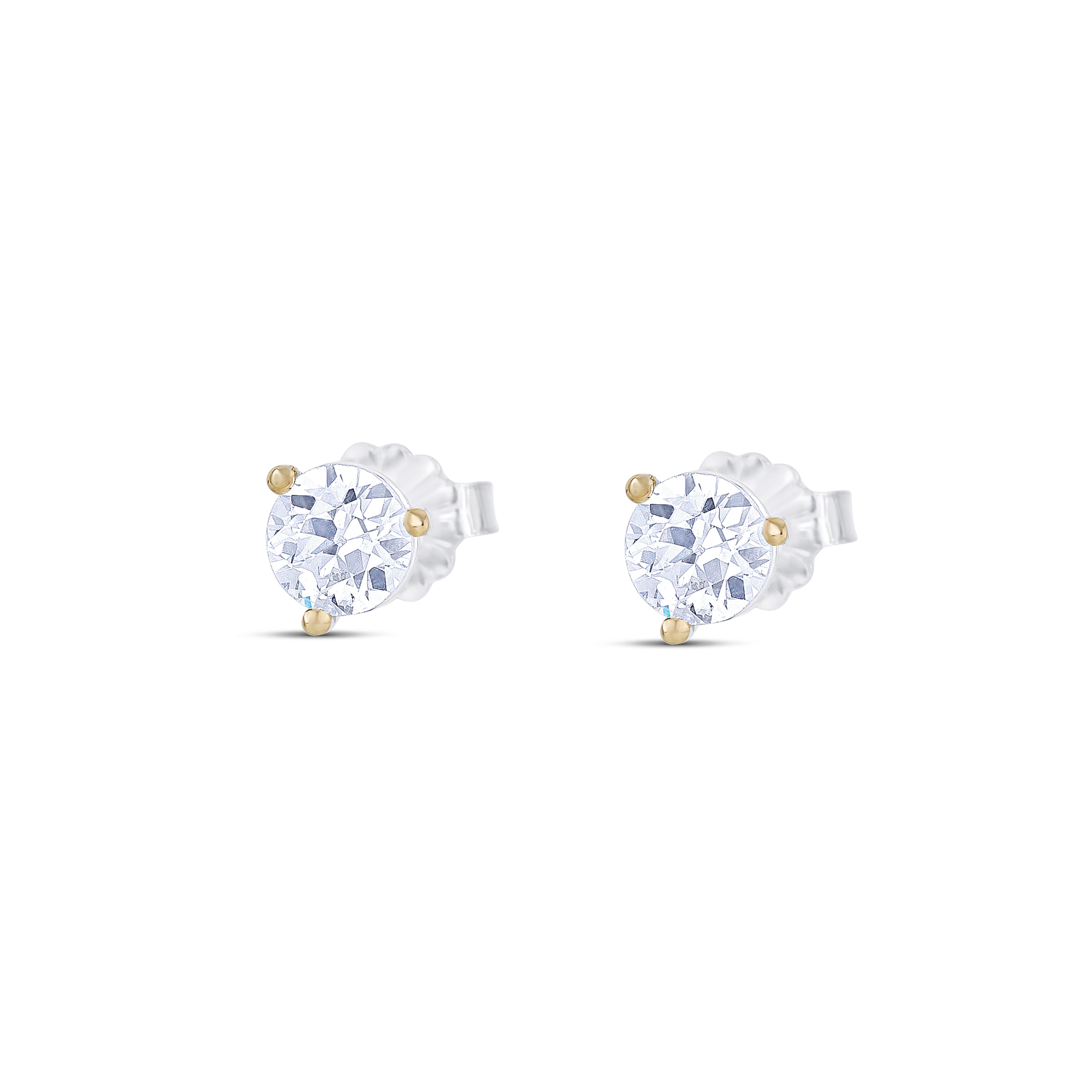 18K White Gold Round Cut Diamond Stud Earrings