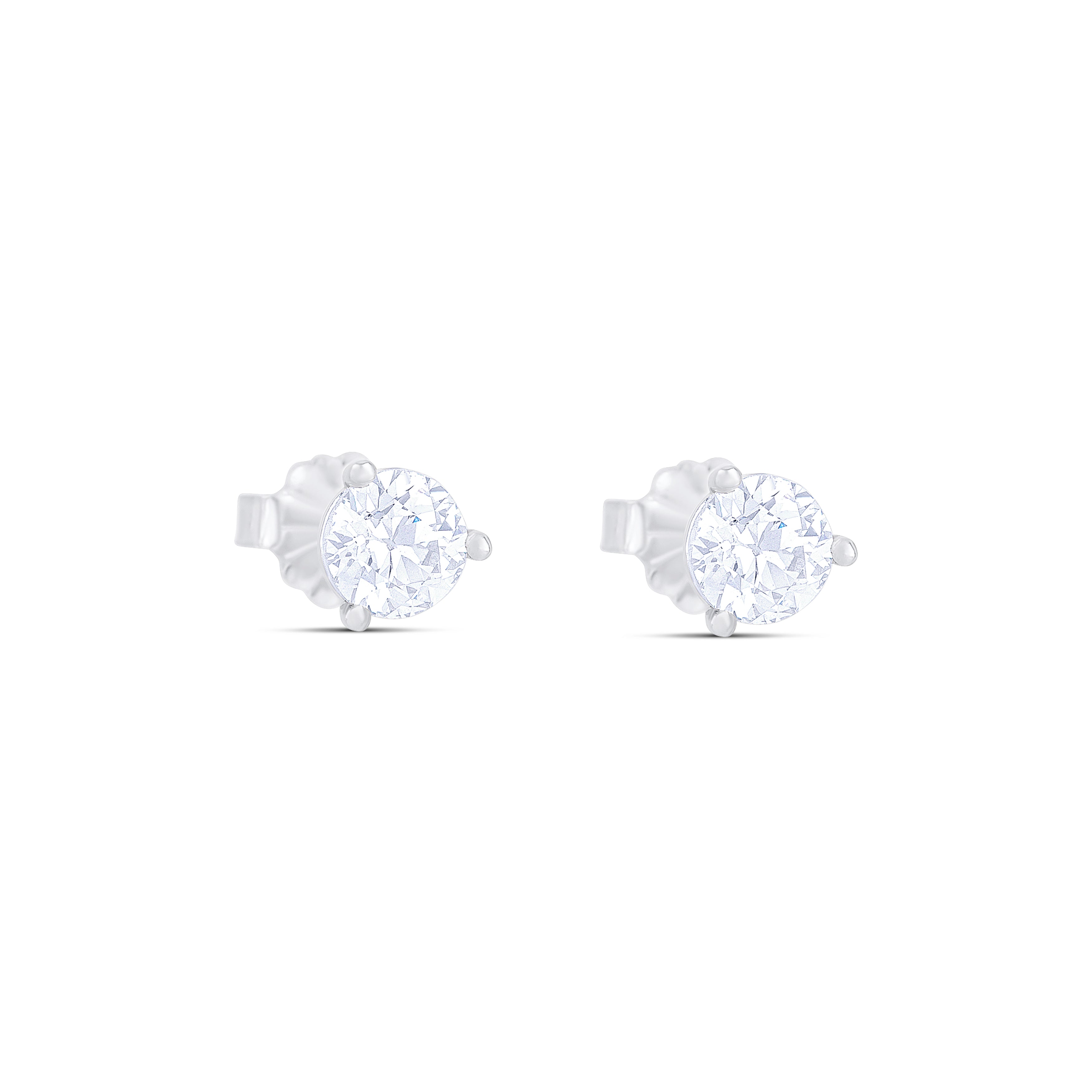 18K White Gold Round Cut Diamond Stud Earrings