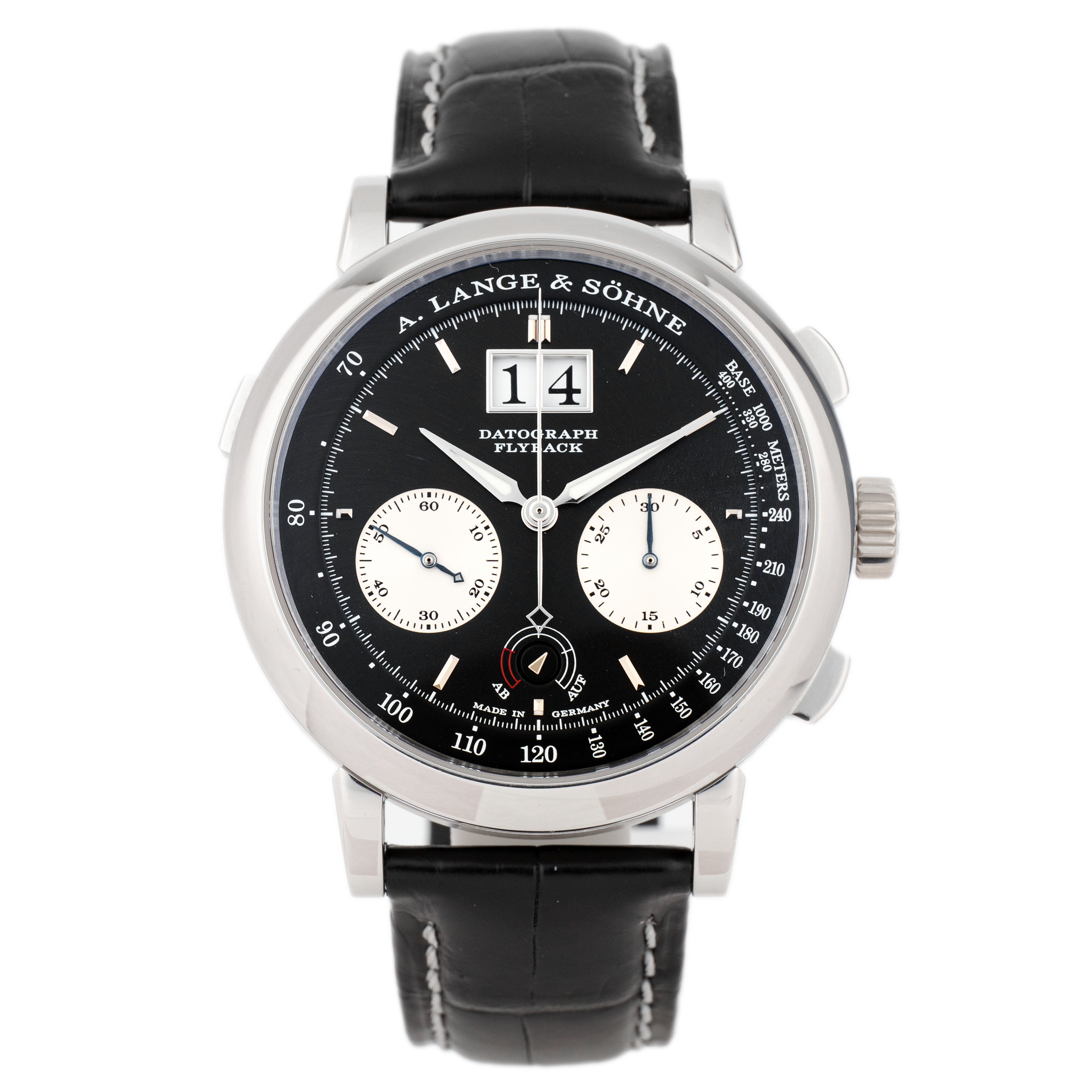 A. Lange & Sohne Datograph Up/Down Platinum Black Dial 41mm 405.035 Full Set