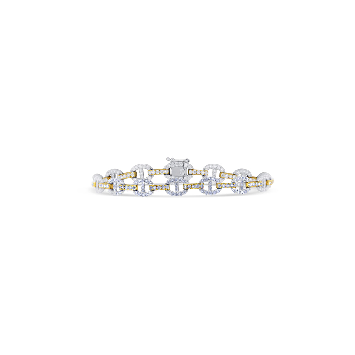 18k White Gold and 18k Yellow Gold Diamond Anchor Link Bracelet