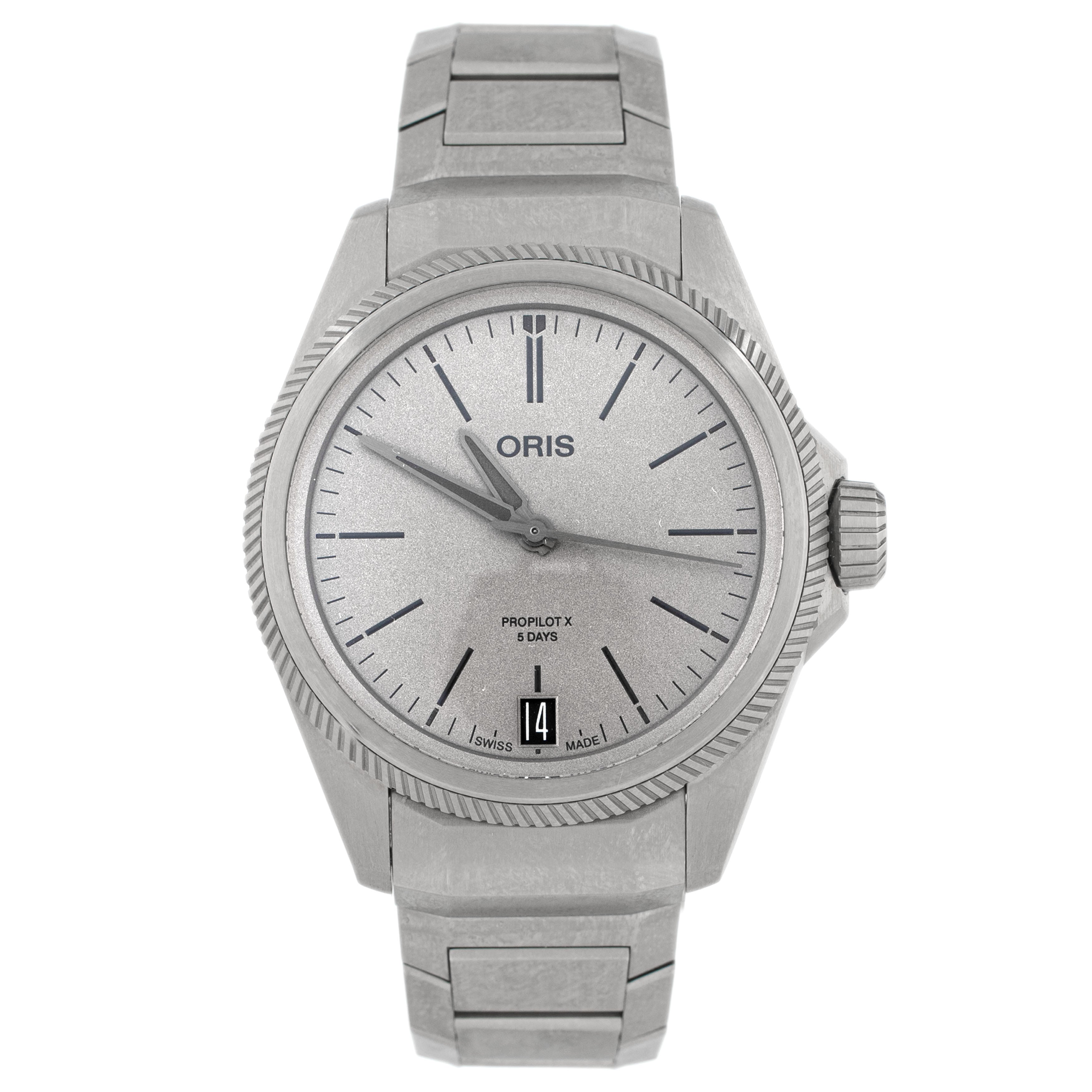 Oris ProPilot X Calibre 400 Titanium Gray Dial 39mm 01 400 7778 7153-07 7 20 01TLC Full Set