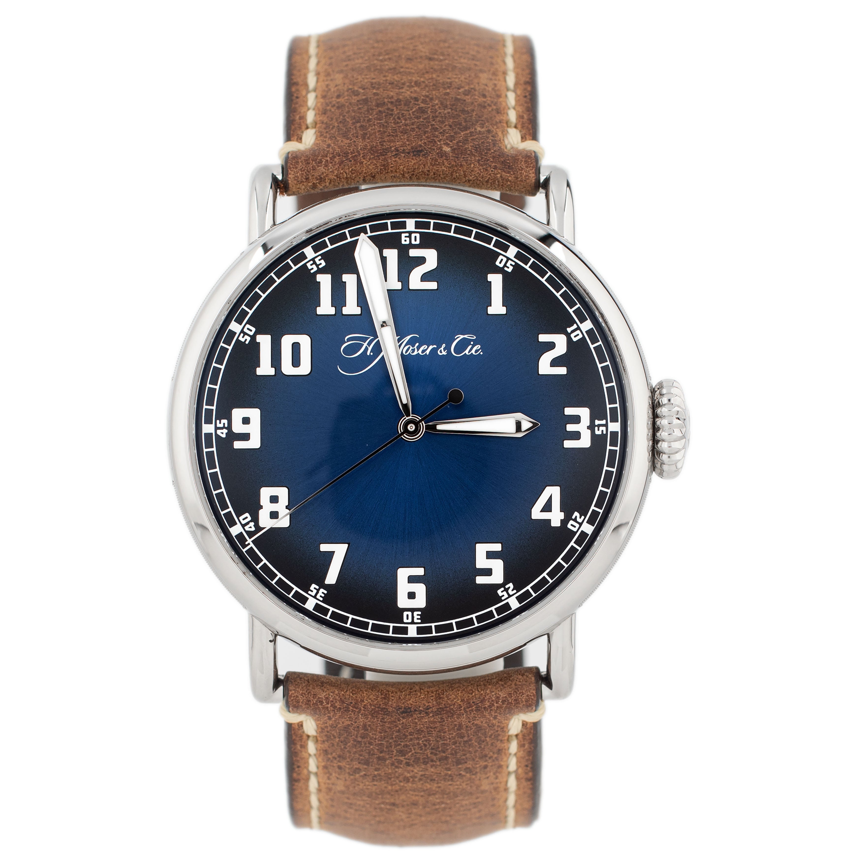 H. Moser & Cie. Heritage Centre Seconds Stainless Steel Blue Dial 42mm 8200-1201 Full Set