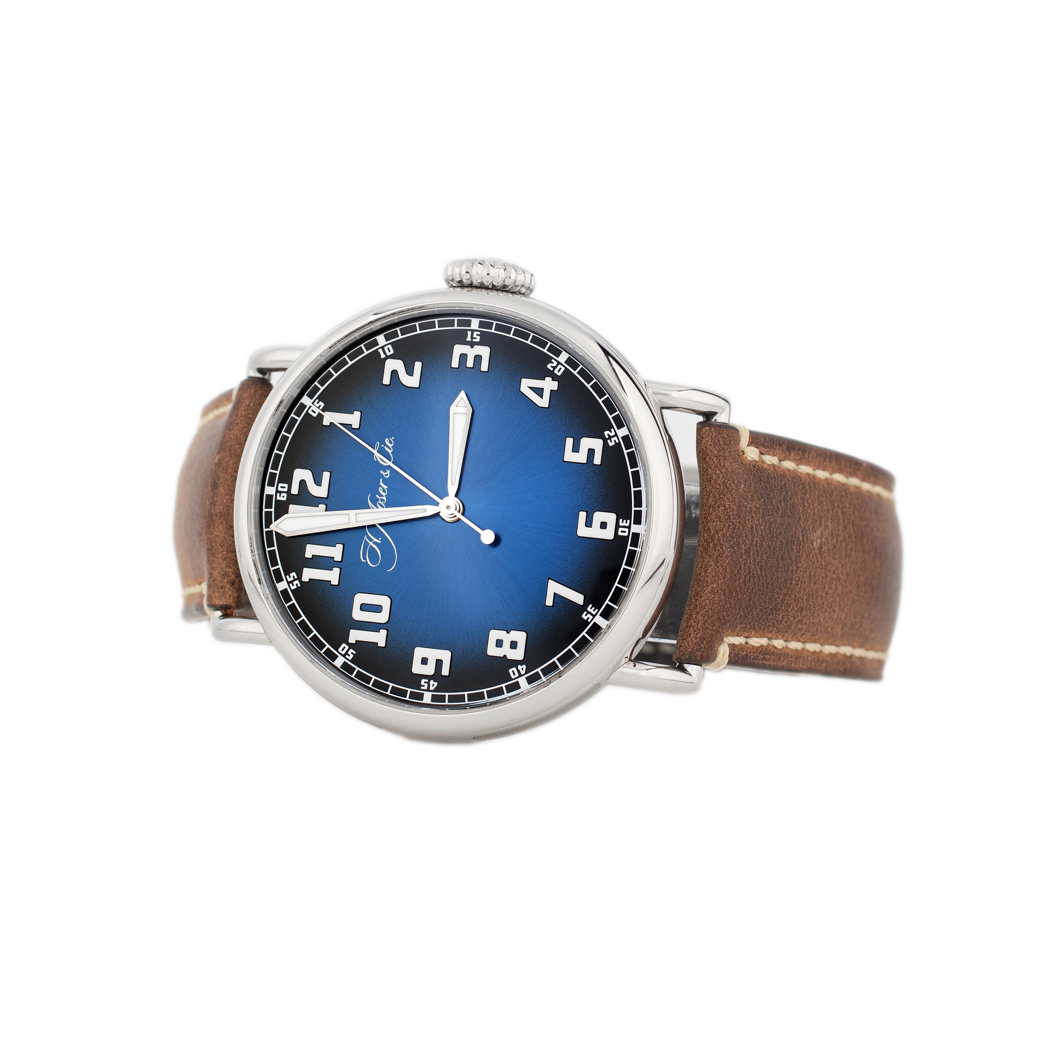 H. Moser & Cie. Heritage Centre Seconds Stainless Steel Blue Dial 42mm 8200-1201 Full Set