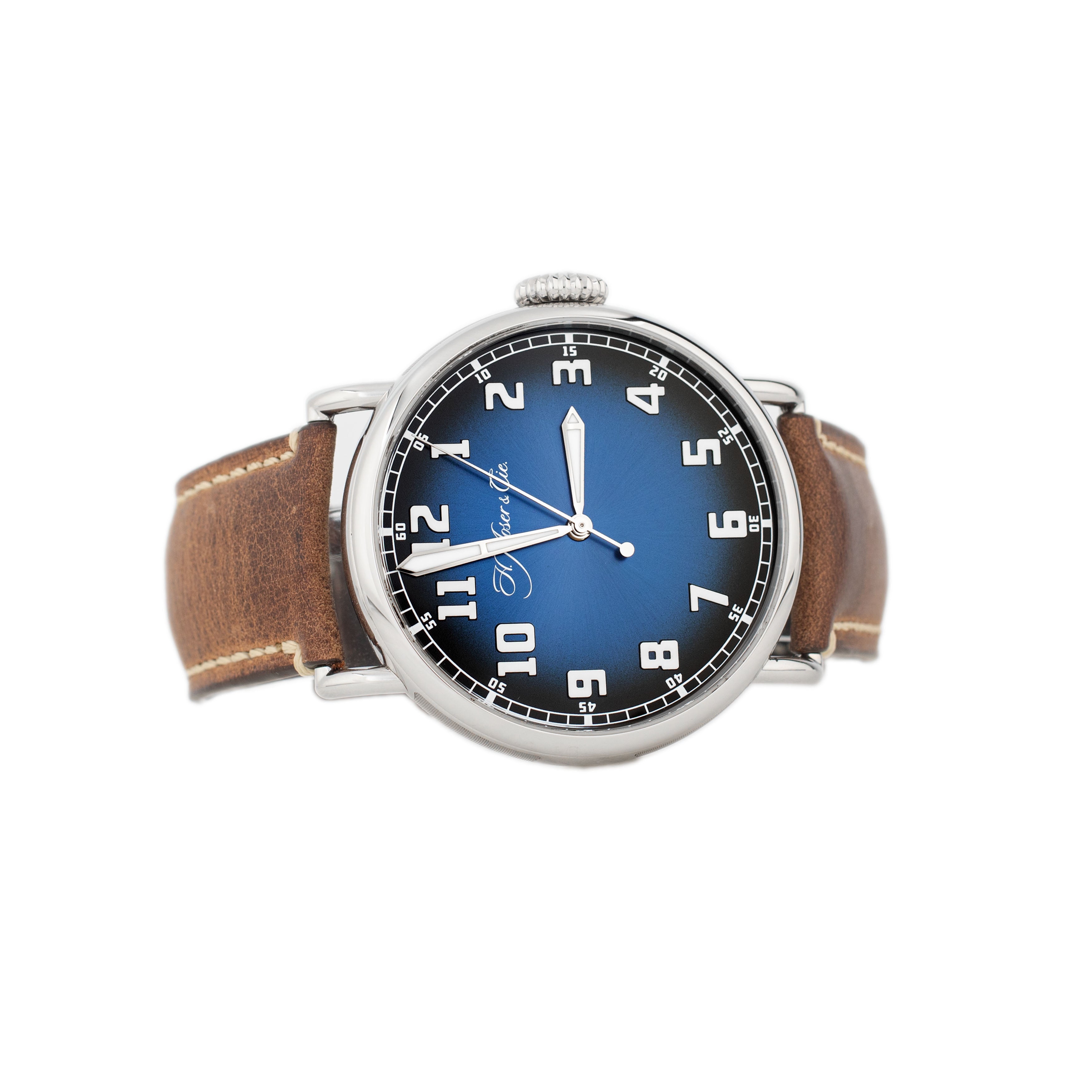 H. Moser & Cie. Heritage Centre Seconds Stainless Steel Blue Dial 42mm 8200-1201 Full Set