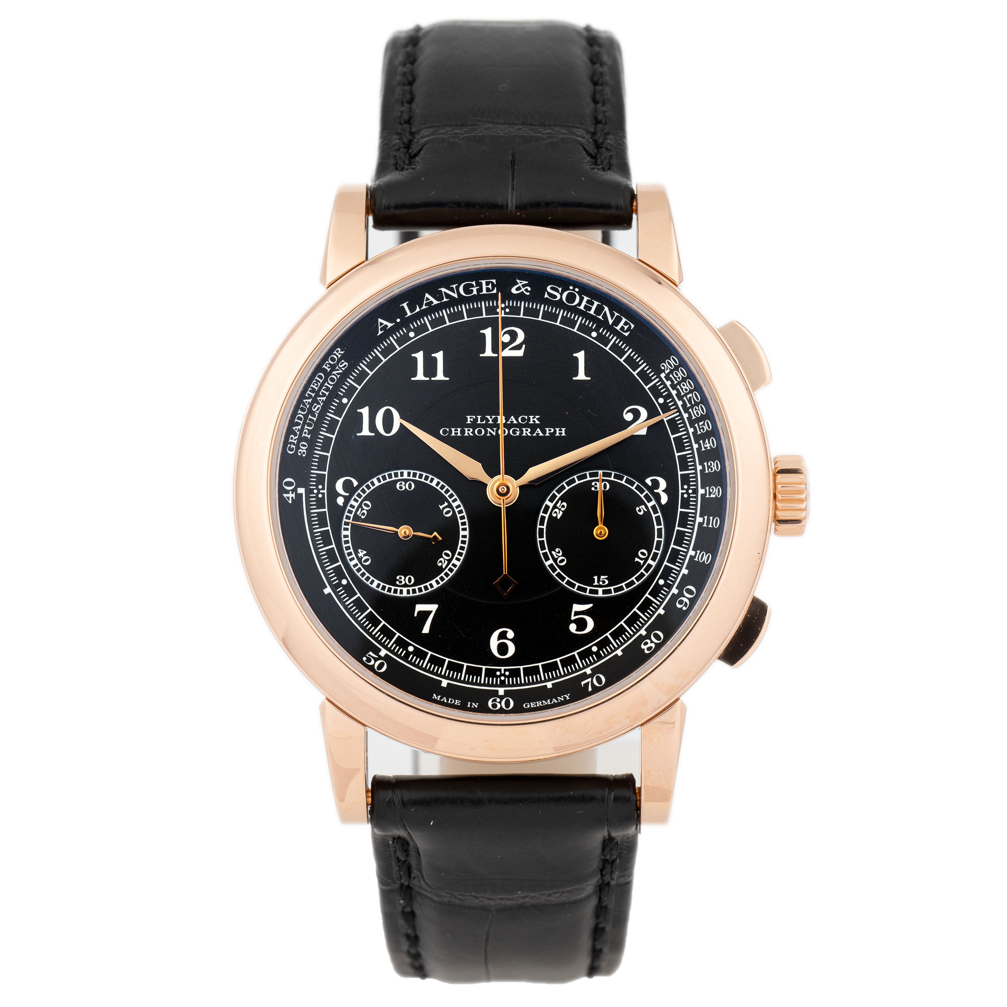 A. Lange & Sohne 1815 Chronograph Rose Gold Black Dial 39.5mm 414.031 Full Set