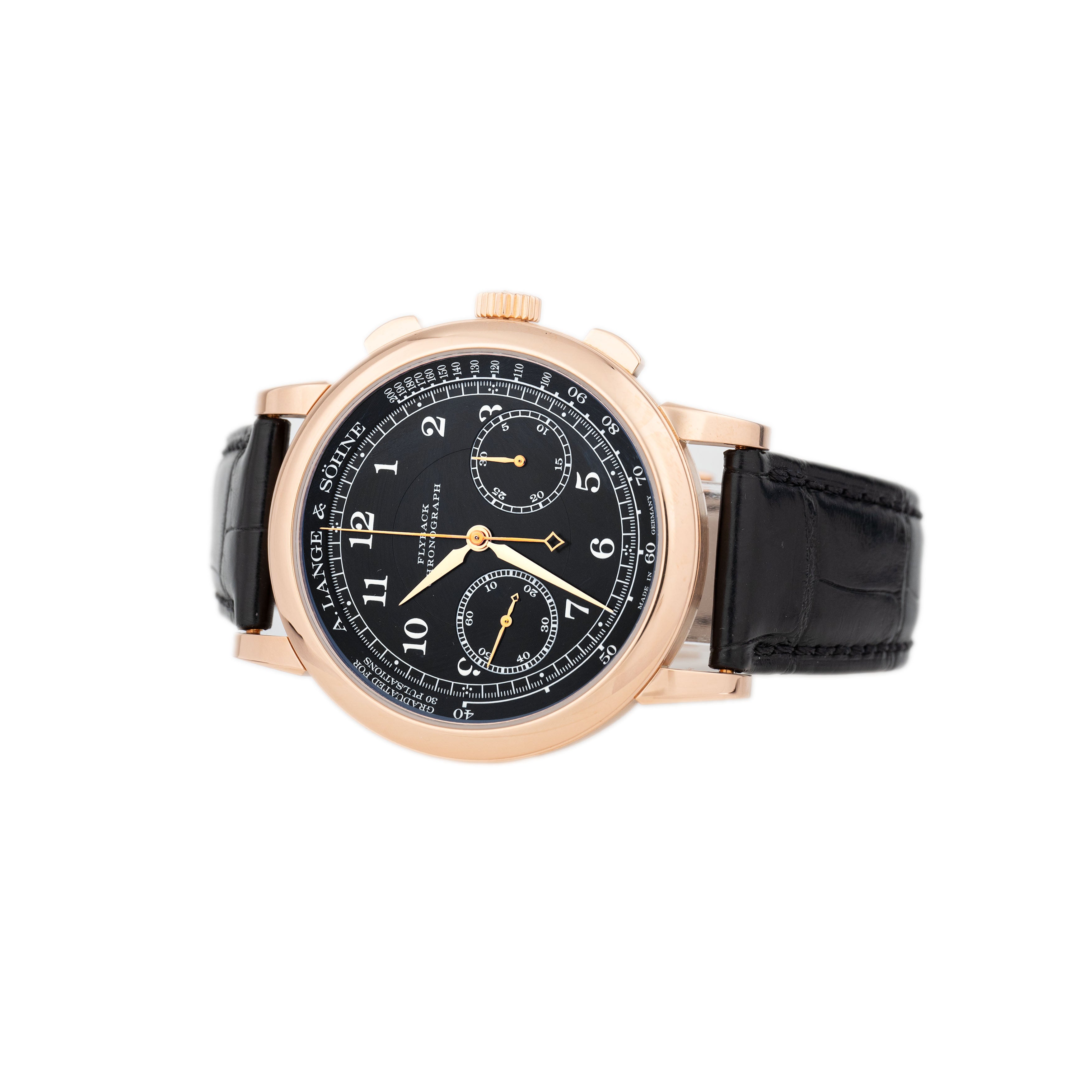 A. Lange & Sohne 1815 Chronograph Rose Gold Black Dial 39.5mm 414.031 Full Set