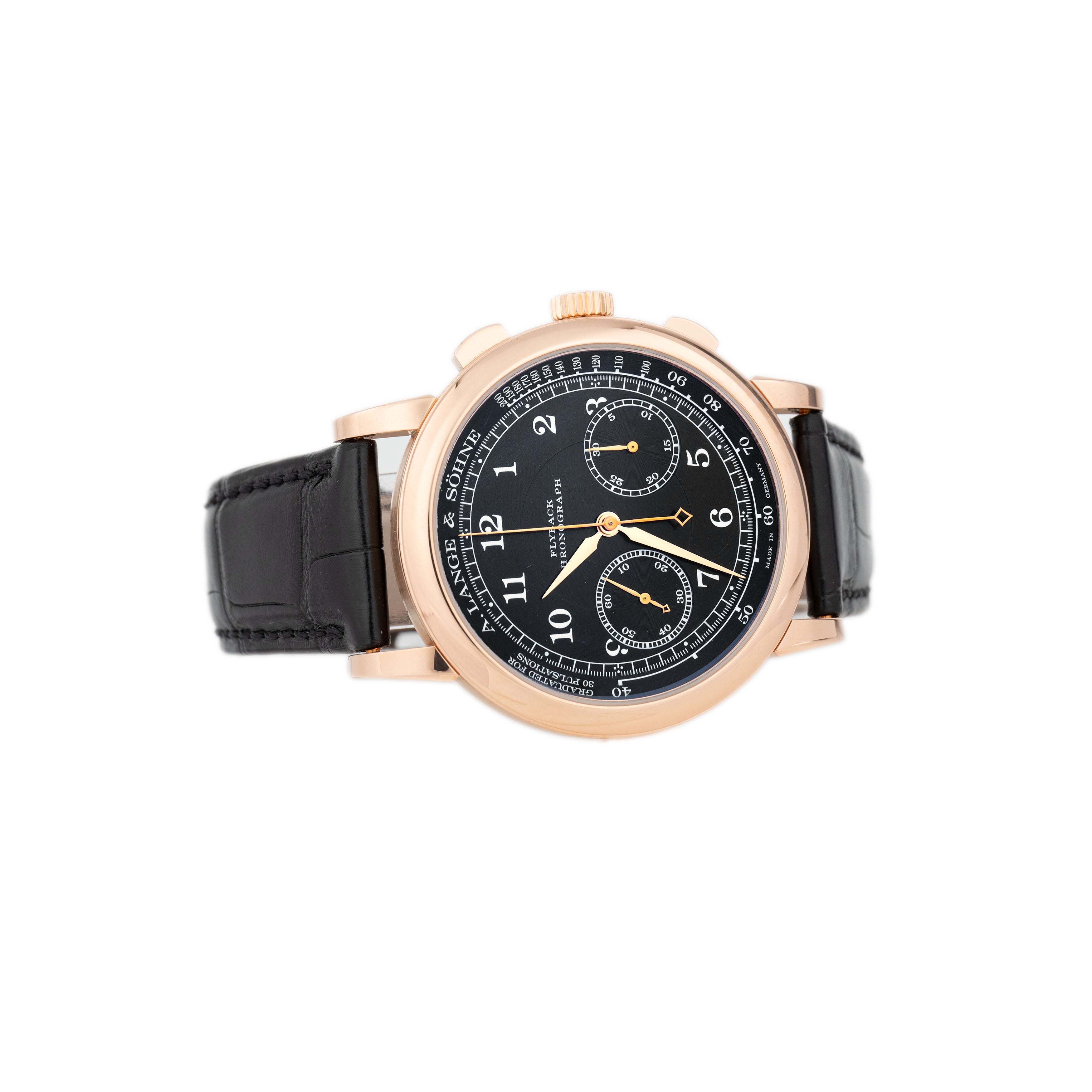 A. Lange & Sohne 1815 Chronograph Rose Gold Black Dial 39.5mm 414.031 Full Set