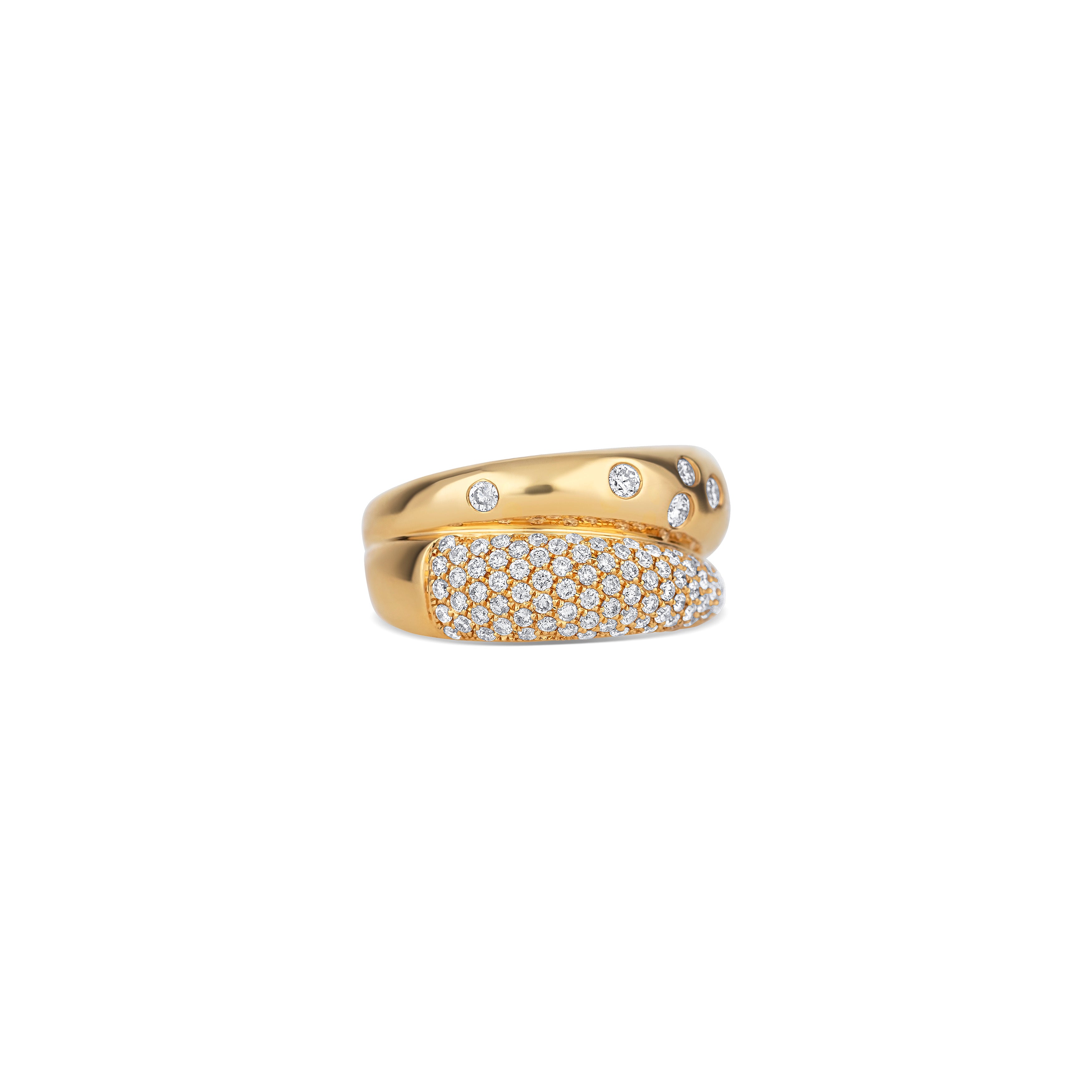 18K Yellow Gold Pave Diamond Inlay Split Ring