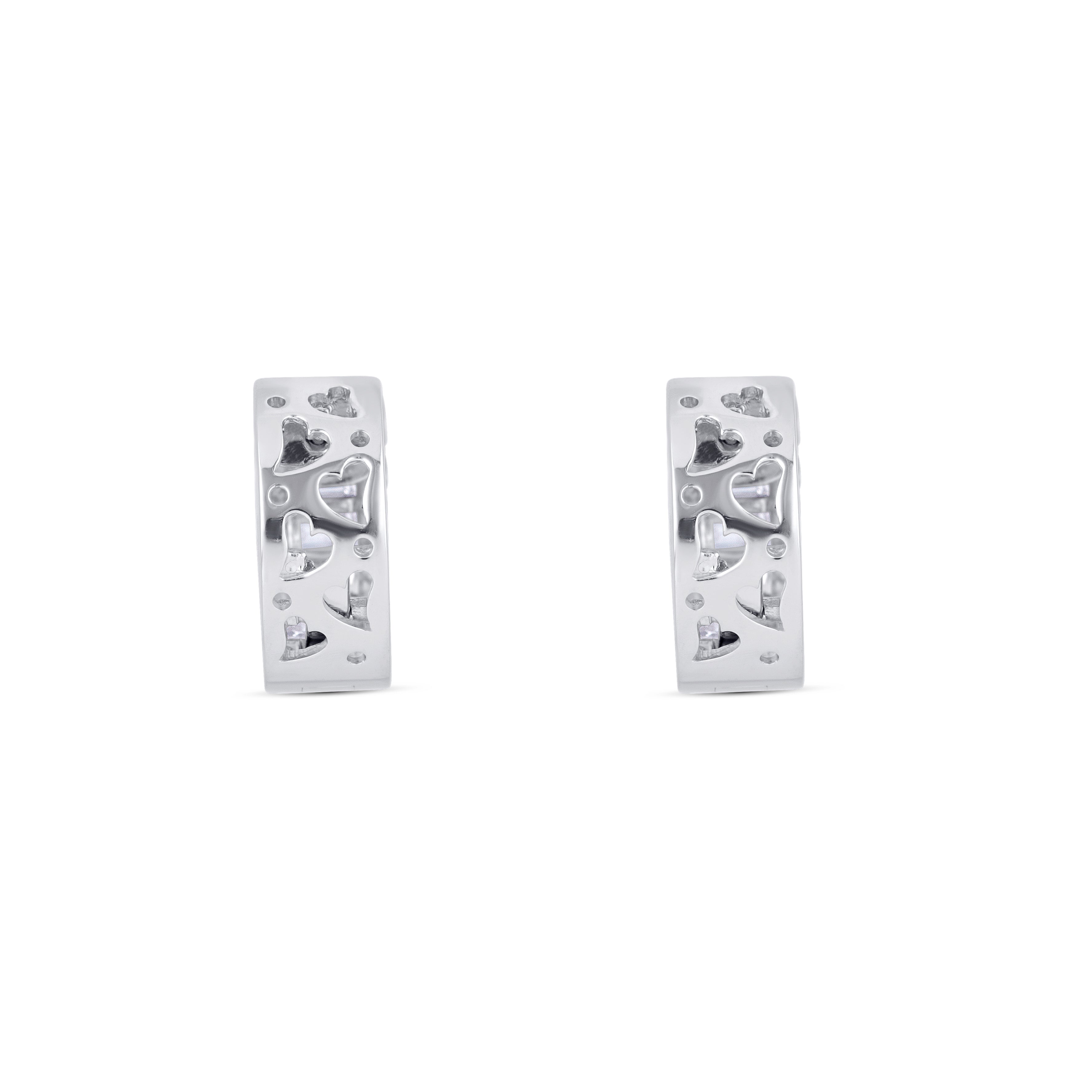 18K White Gold Multi Shape Diamond Huggie Earrings