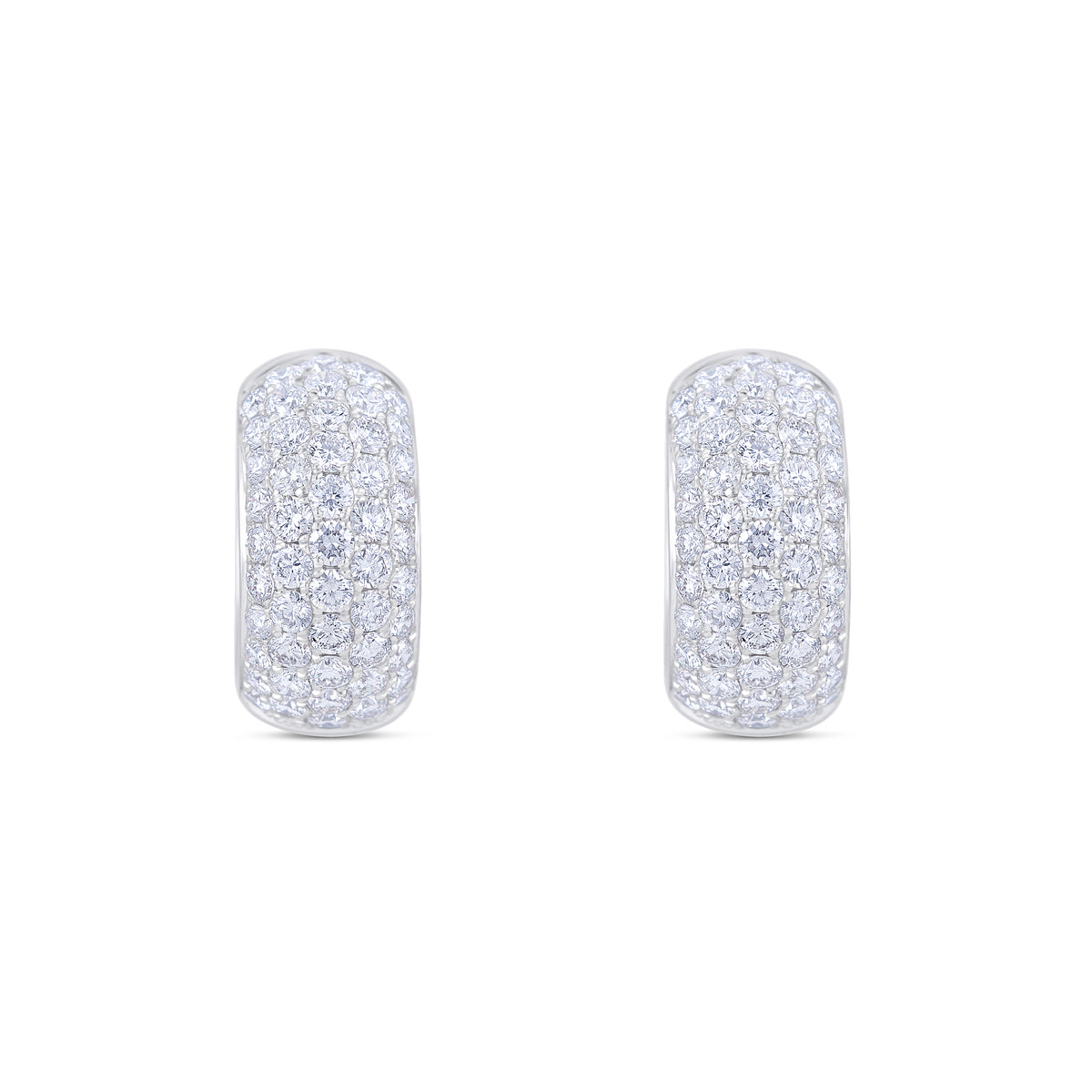 18k White Gold Diamond Pavé Huggie Hoop Earrings