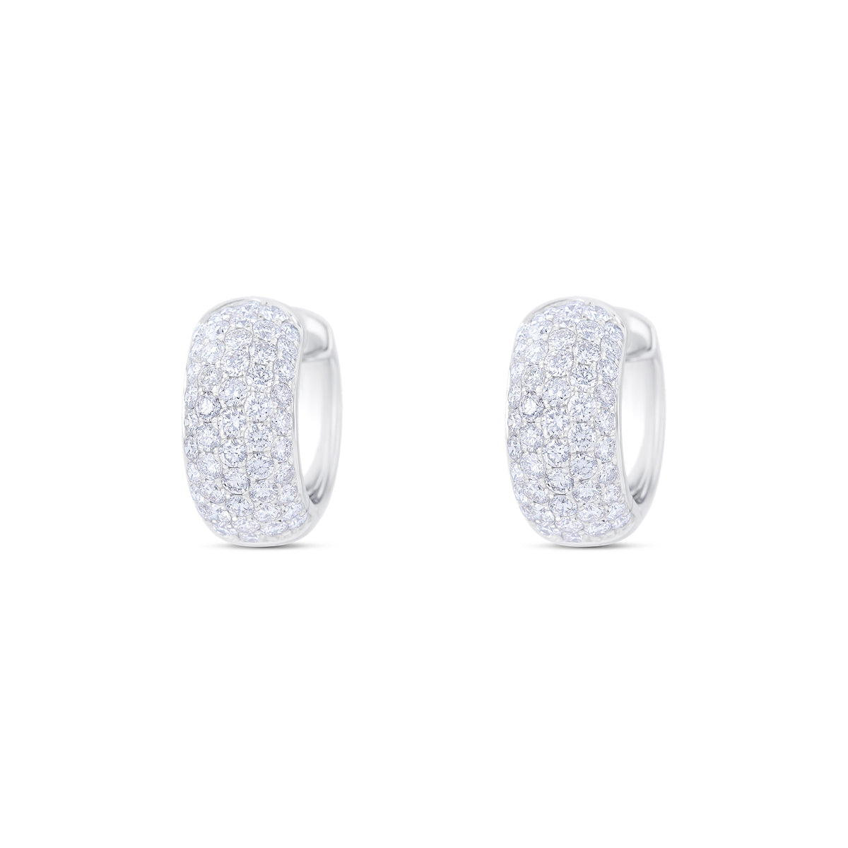 18k White Gold Diamond Pavé Huggie Hoop Earrings