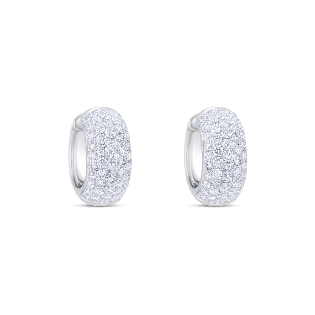18k White Gold Diamond Pavé Huggie Hoop Earrings