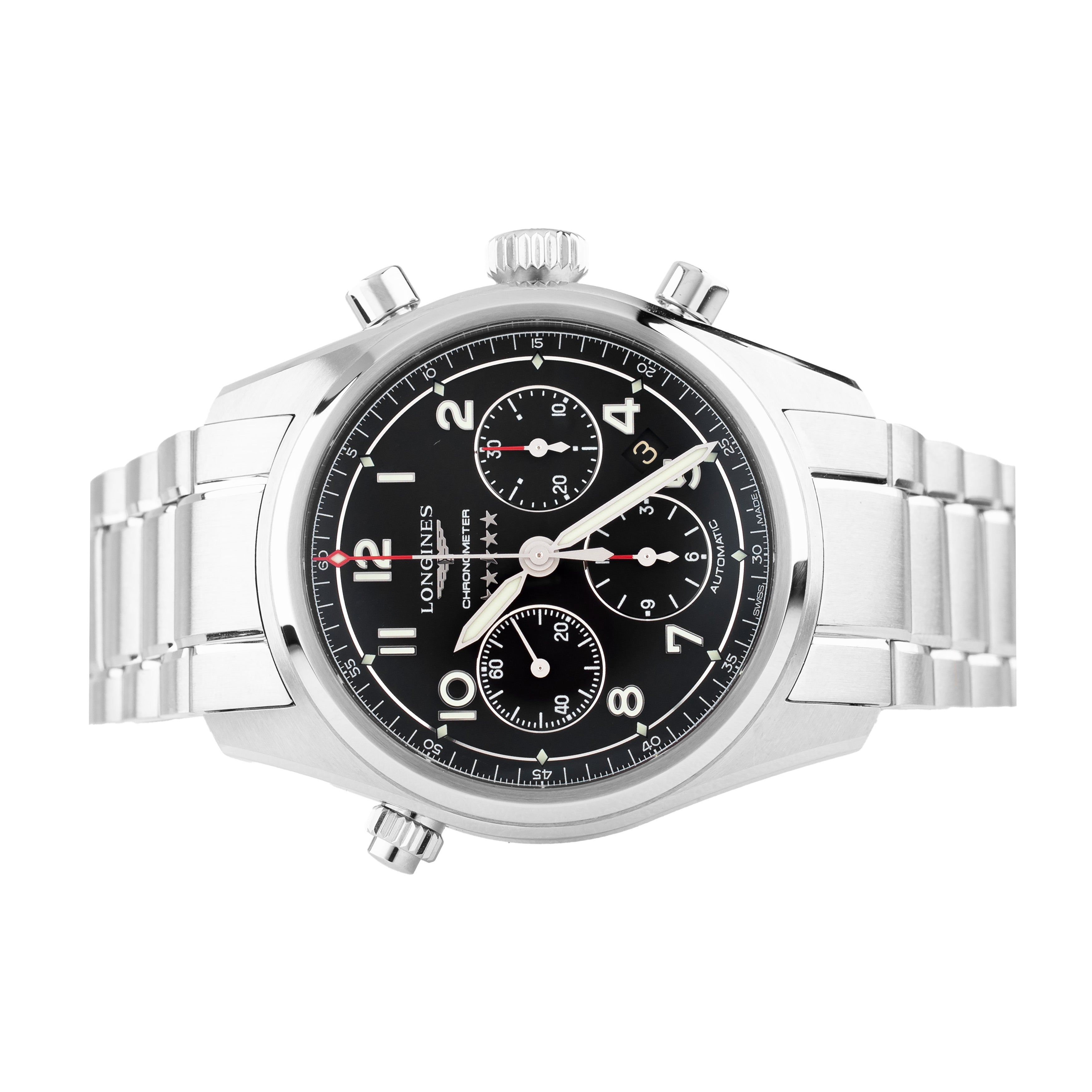 Longines Spirit Chronograph Stainless Steel Black Dial 42mm L3.820.4.53.6 Full Set