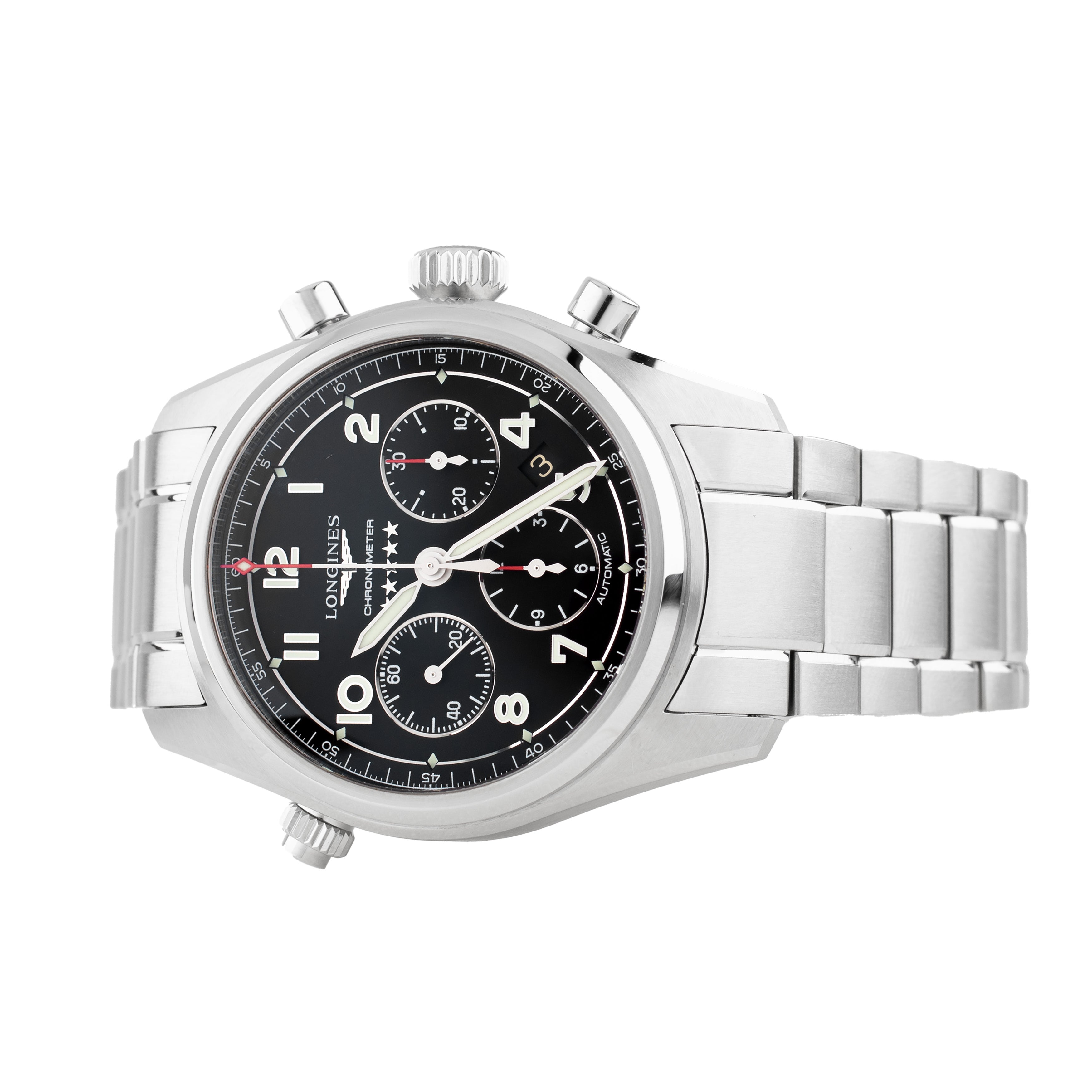 Longines Spirit Chronograph Stainless Steel Black Dial 42mm L3.820.4.53.6 Full Set