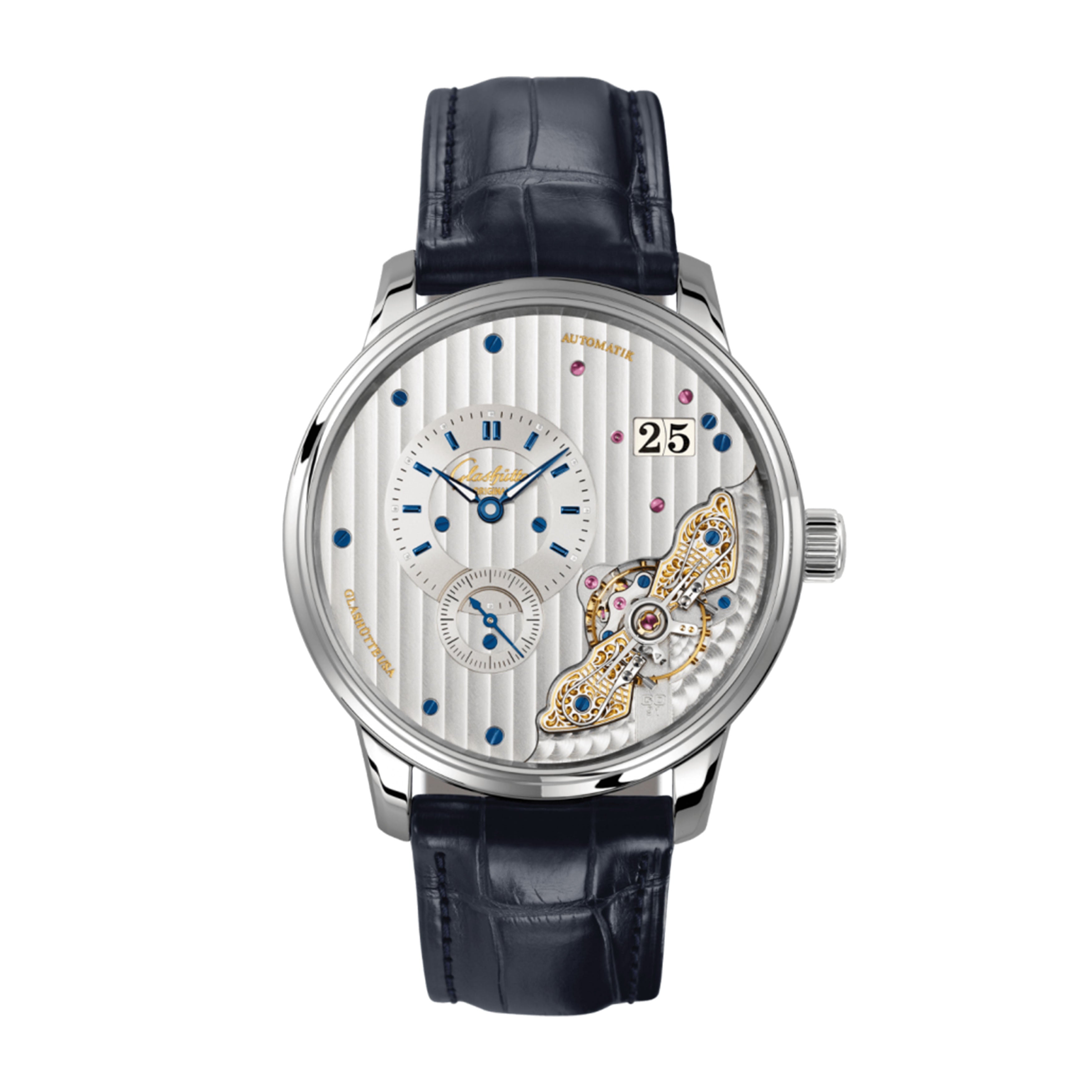 Glashutte Original PanoMaticInverse Watch, 42mm Silver Dial, 1-91-02-02-02-64