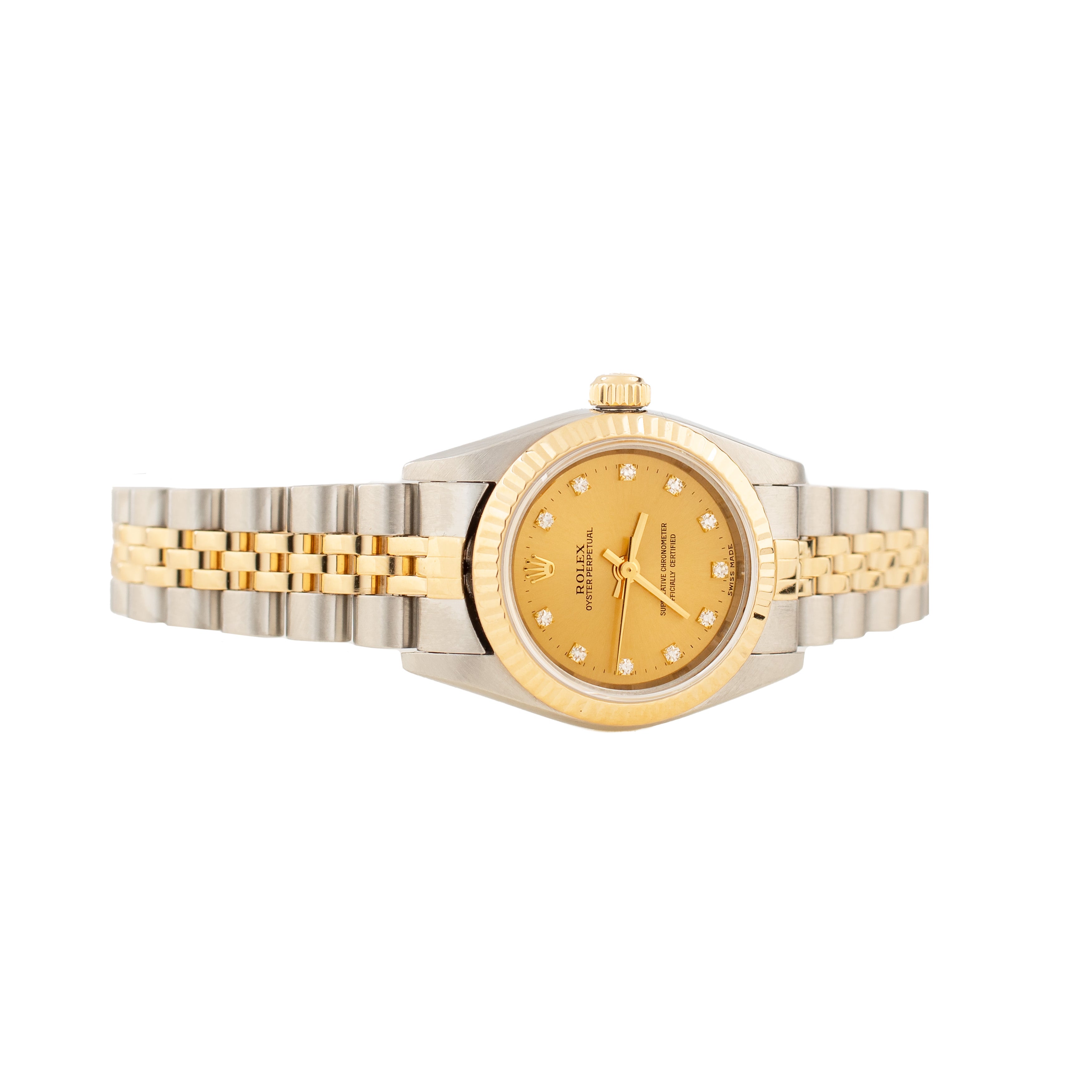 Rolex Oyster Perpetual Stainless Steel Yellow Gold Champagne Dial 42mm 76193 Full Set