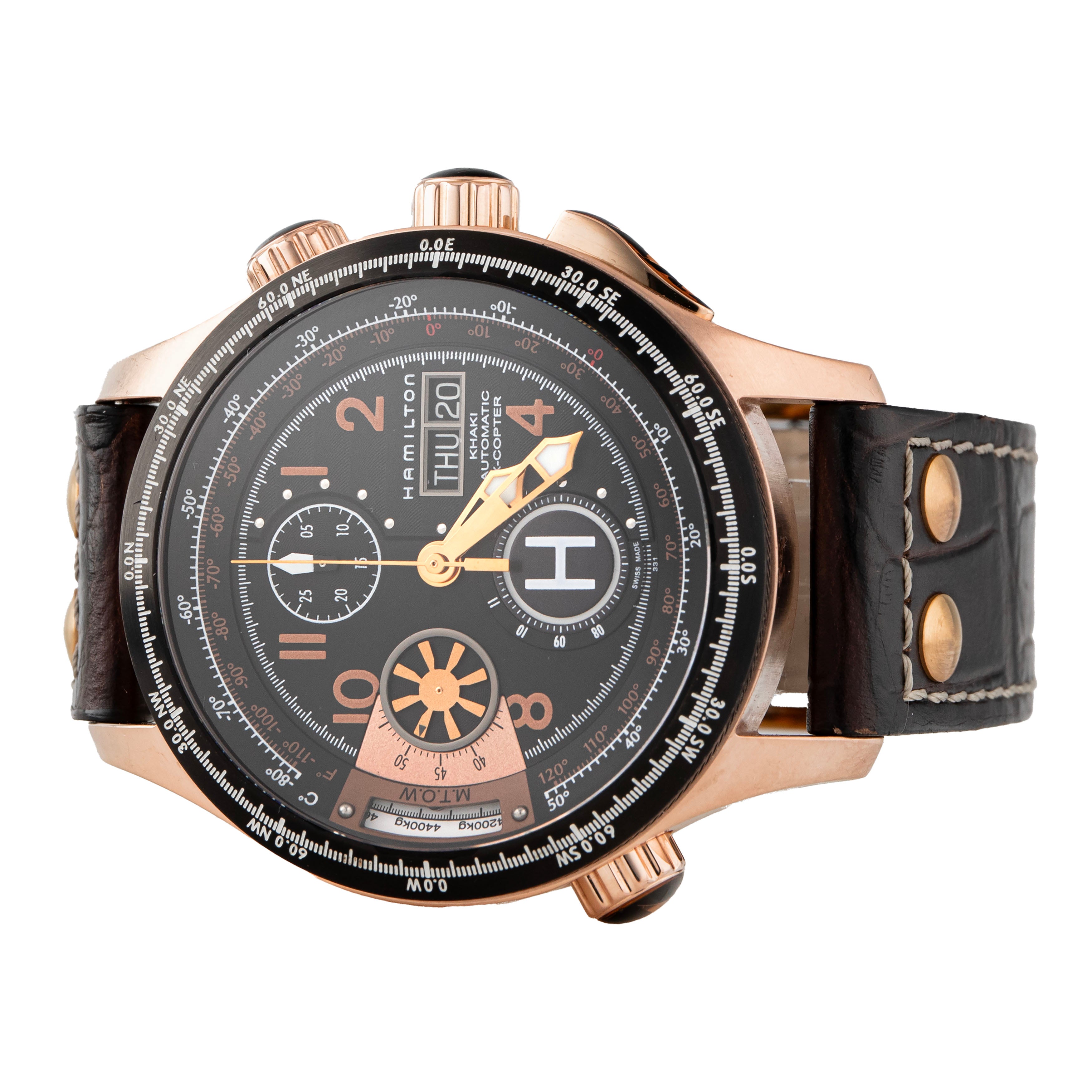 Hamilton Khaki Field Aviation X-Copter Chronograph Rose Gold Plated Bl