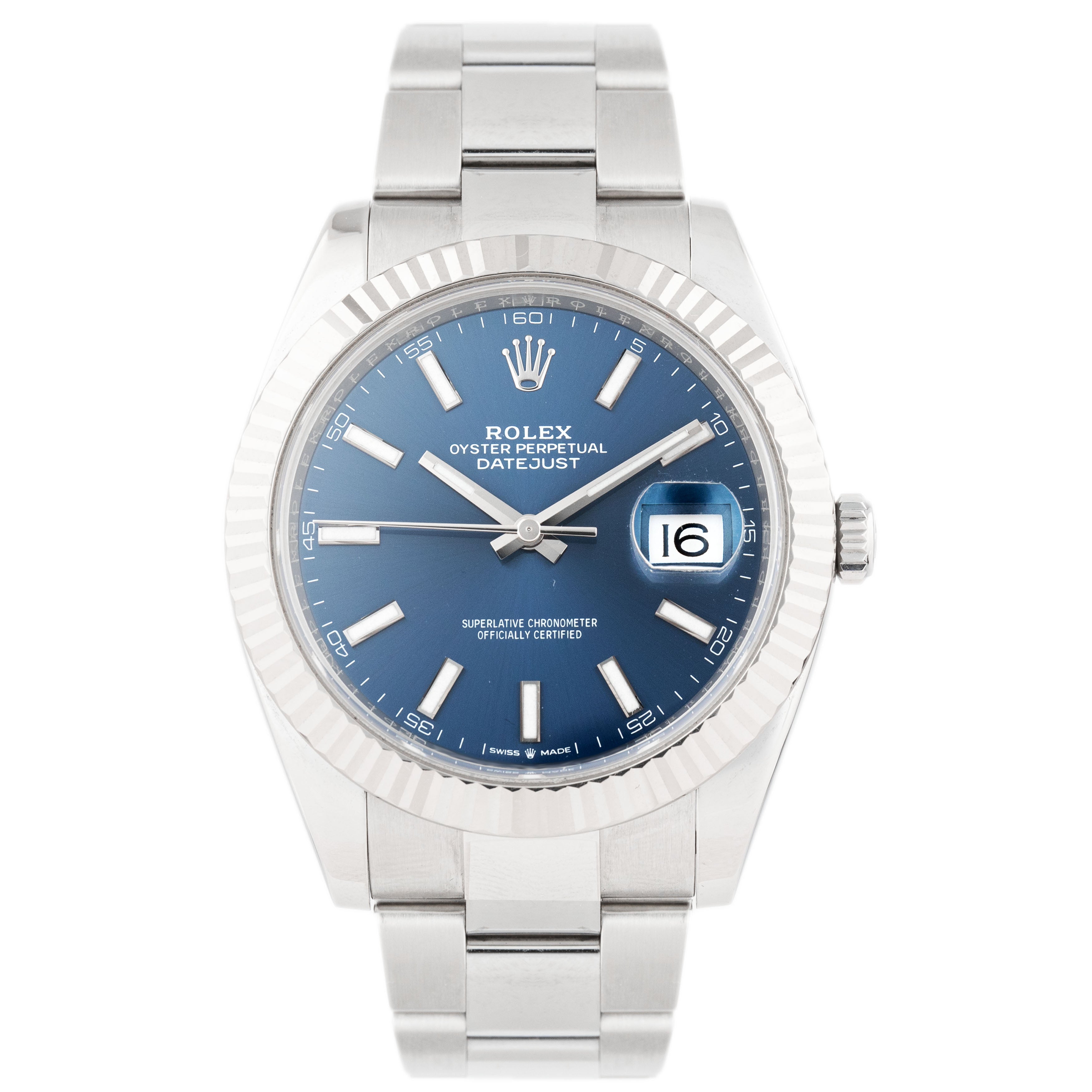 Rolex Datejust 41 Stainless Steel Blue Dial 41mm Fluted Oyster 126334 Full Set