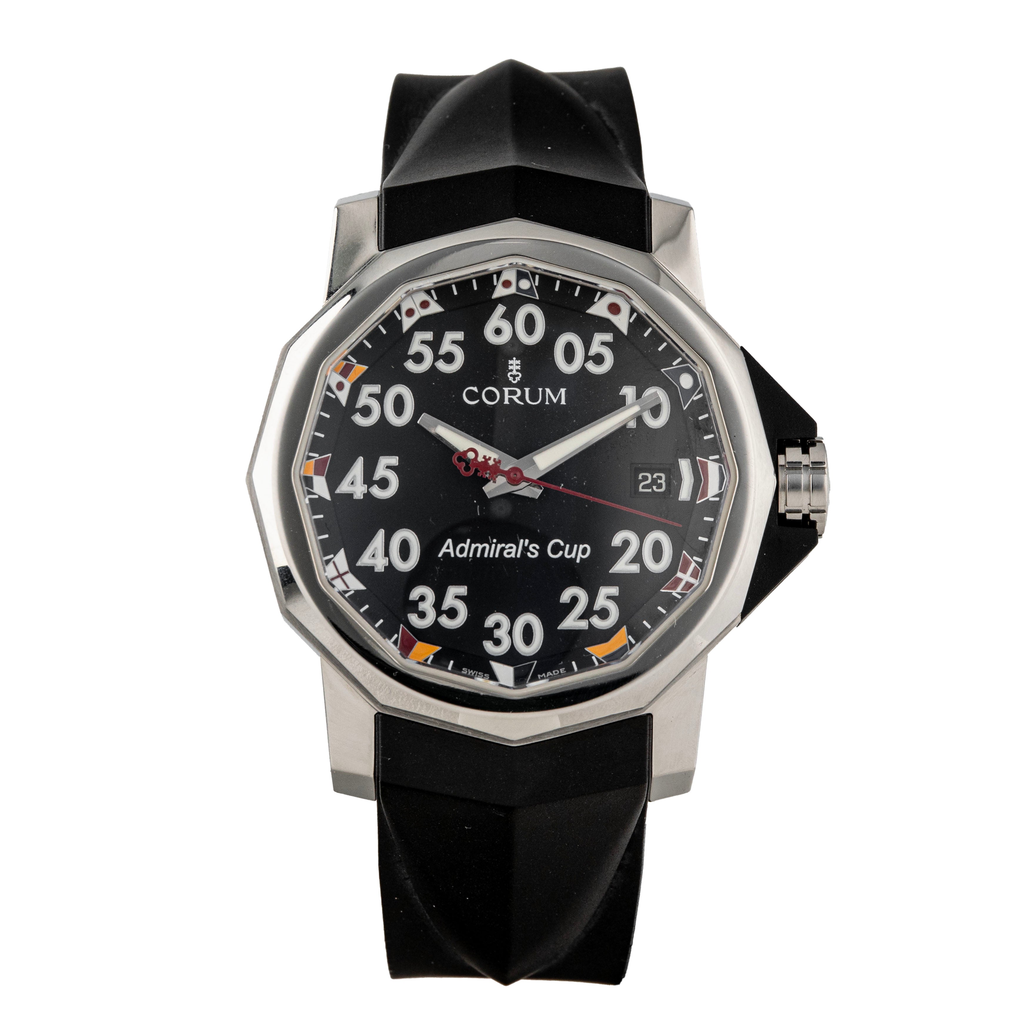 Corum Admiral's Cup Stainless Steel Black Dial 40mm 01.0010 Full Set
