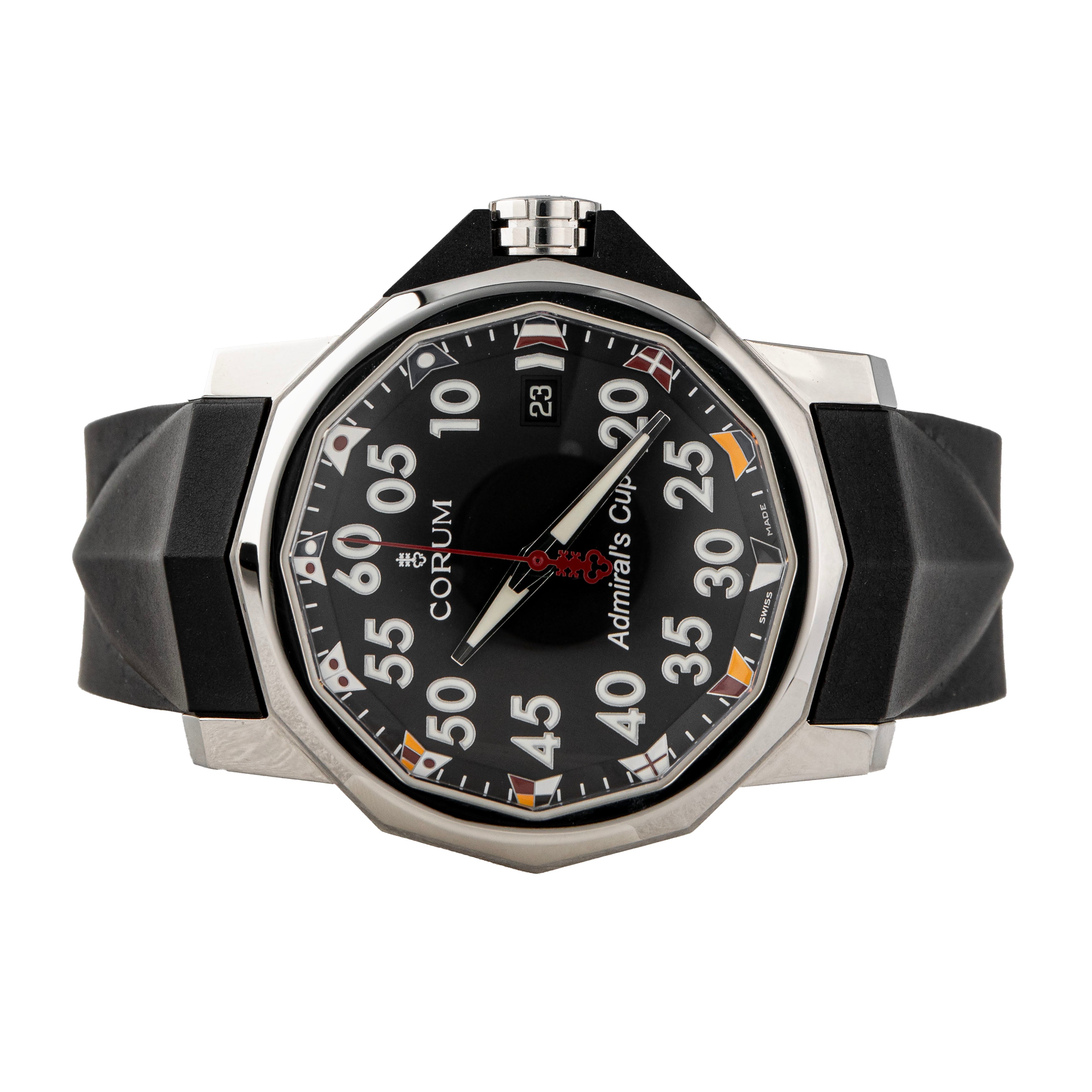 Corum Admiral's Cup Stainless Steel Black Dial 40mm 01.0010 Full Set