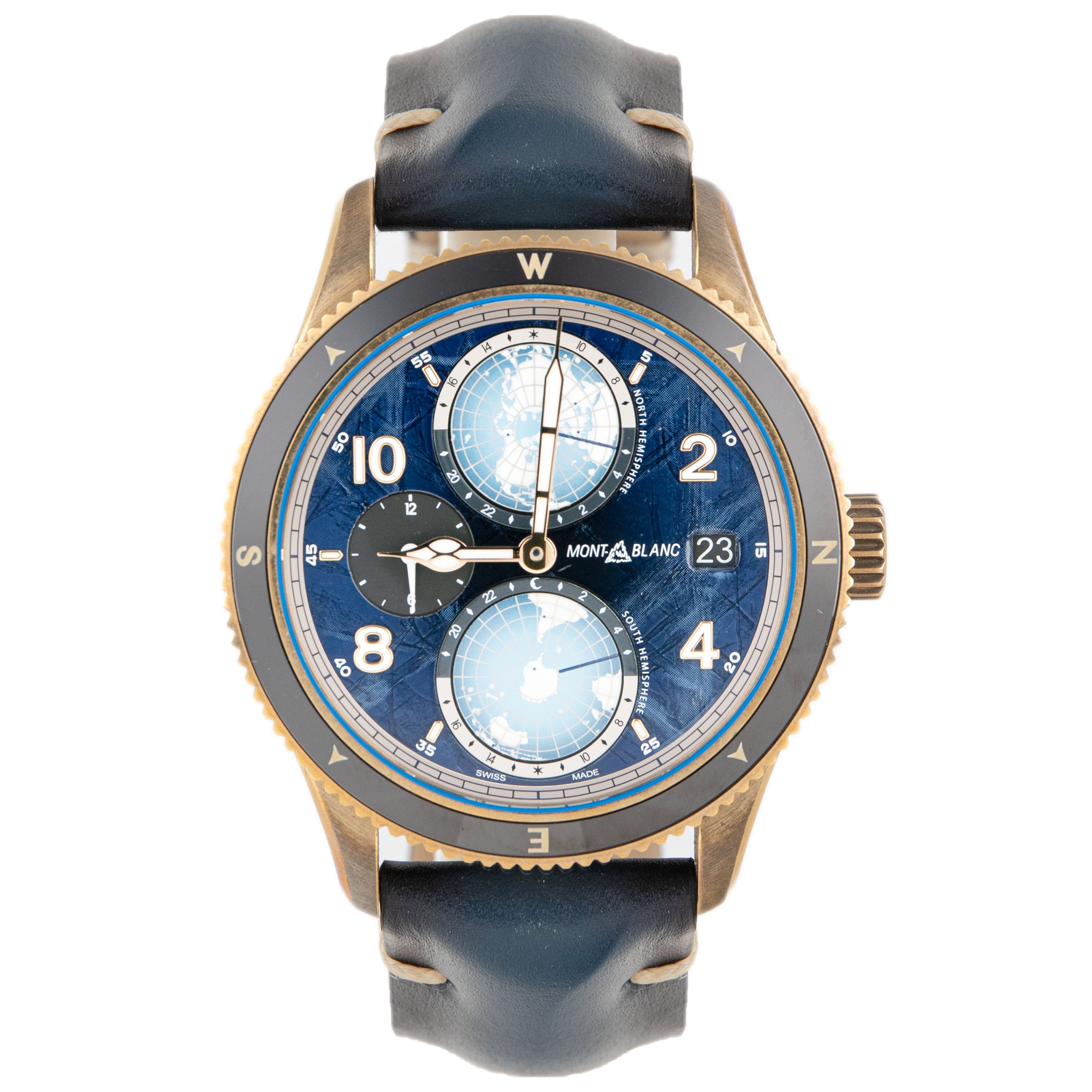 Montblanc 1858 Geosphere 0 Oxygen Limited Edition Bronze Blue Dial 42mm 129415 Full Set