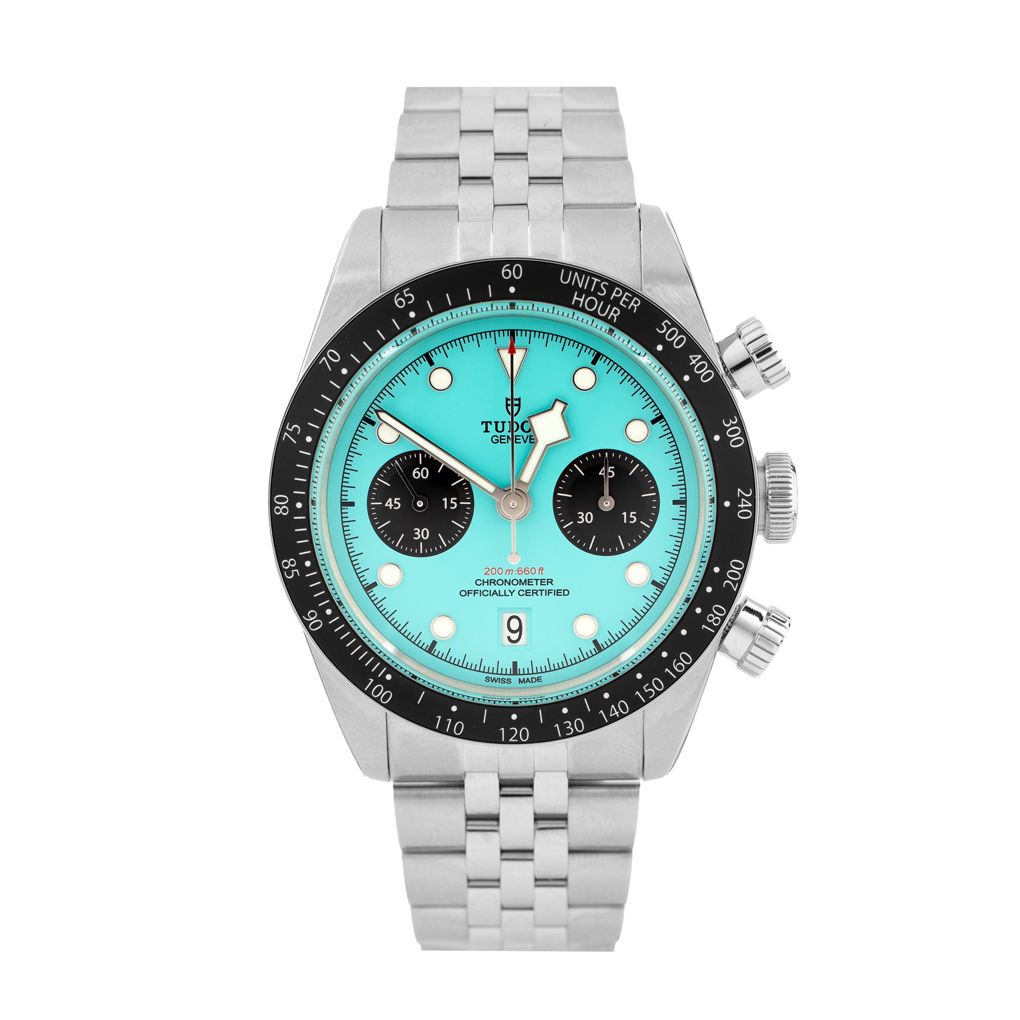 ダイコーブルーダーBS60L Tudor Black Bay Chrono Flamingo Stainless Steel Turquoise Dial 41mm M7