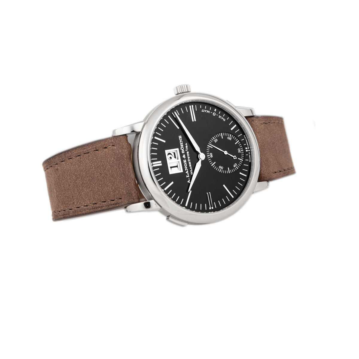 A. Lange & Sohne Saxonia Outsize Date White Gold Black Dial 38.5mm 381.029