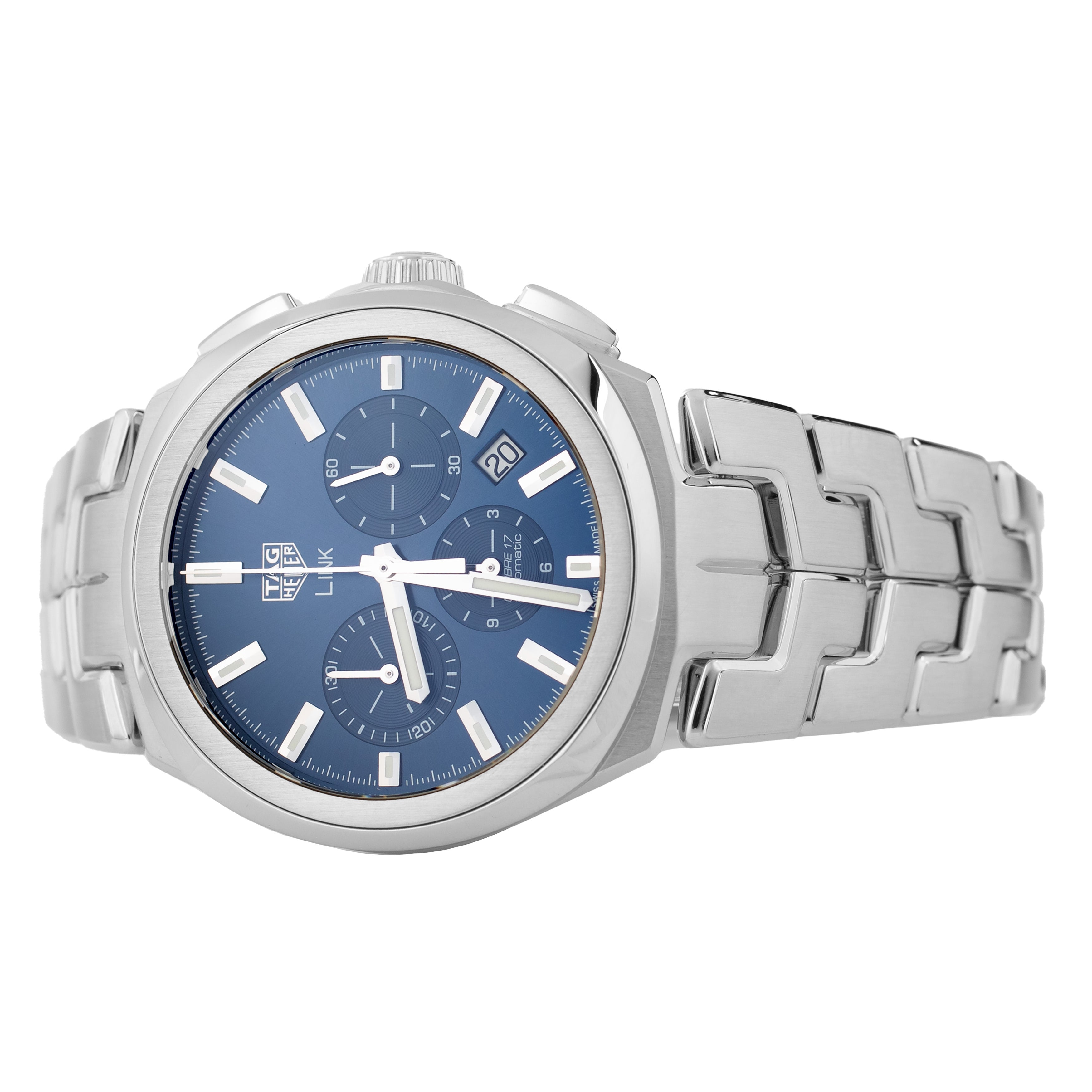 TAG Heuer Link Chronograph Stainless Steel Blue Dial 41mm CBC2112.BA0603 Full Set