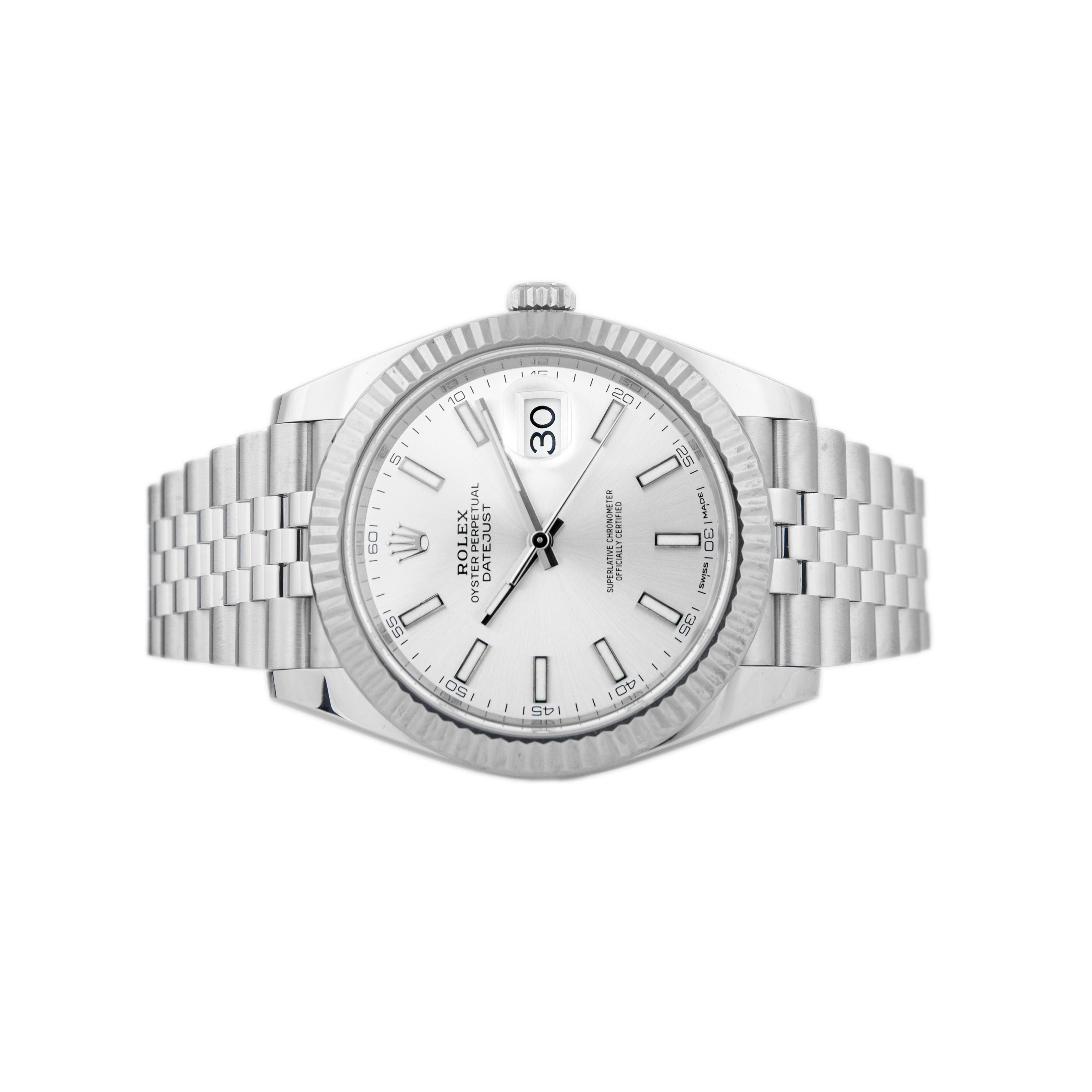 Rolex Datejust 41 Stainless Steel White Dial 41mm Fluted Jubilee 126334 Full Set