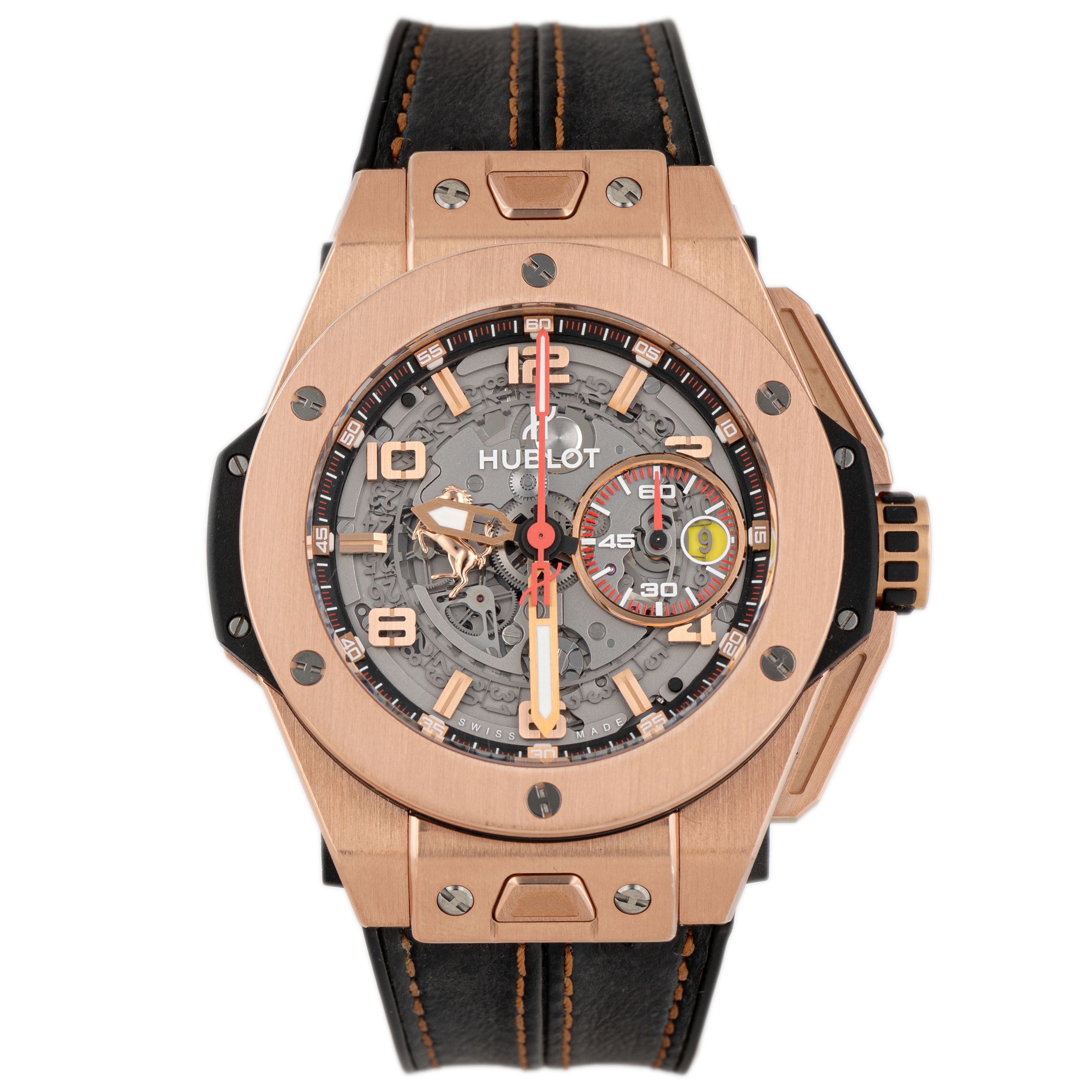 Hublot Big Bang Ferrari Rose Gold Skelton Dial 45mm 401.OX.0123.VR Full Set