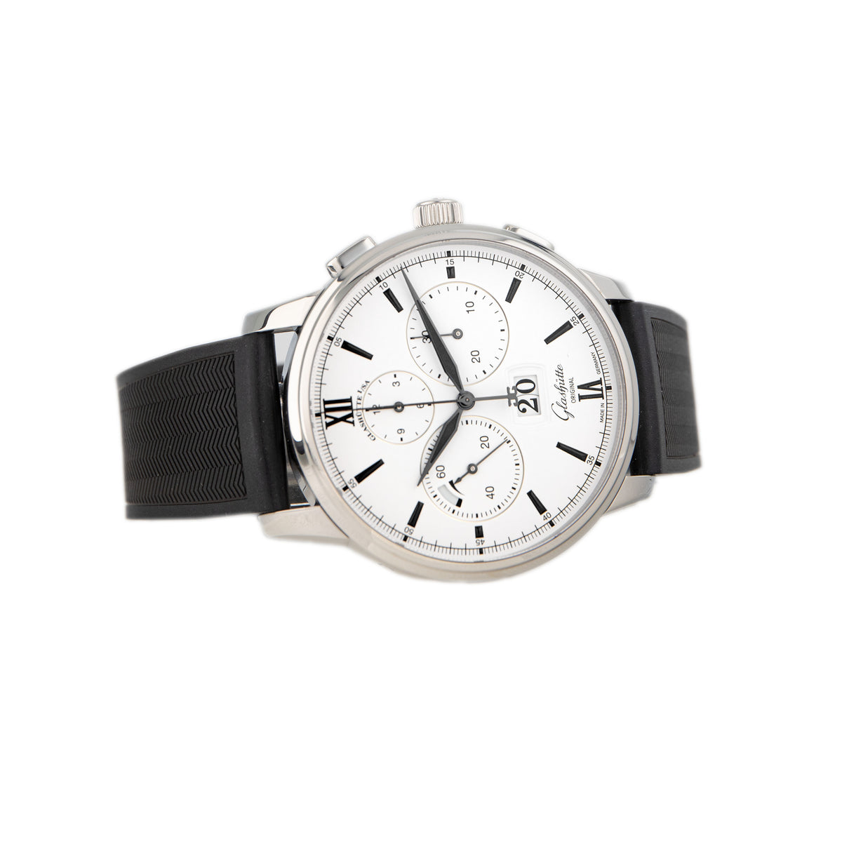 Glashutte Original Senator Chronograph Panorama Date Stainless Steel White Dial 42mm 1-37-01-05-02-33 Full Set