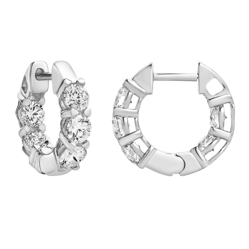 14K White Gold Lab-Grown 1.75ct Huggie Diamond Earrings