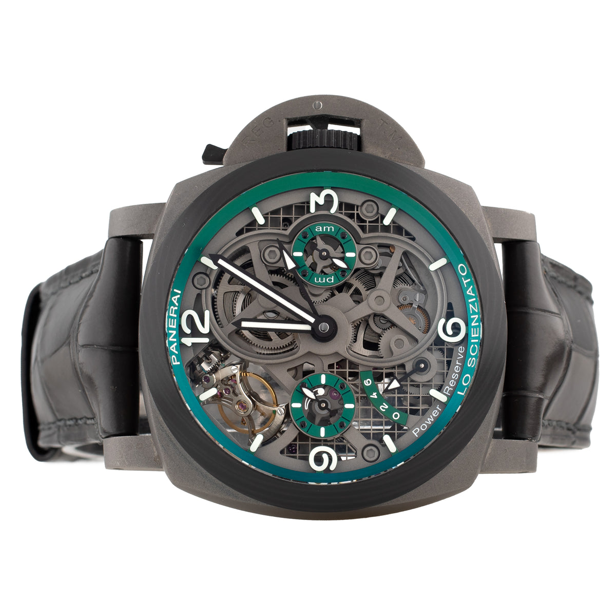 Panerai Luminor Tourbillon GMT Lo Scienziato Titanium Skeleton Dial 47mm Pam00768