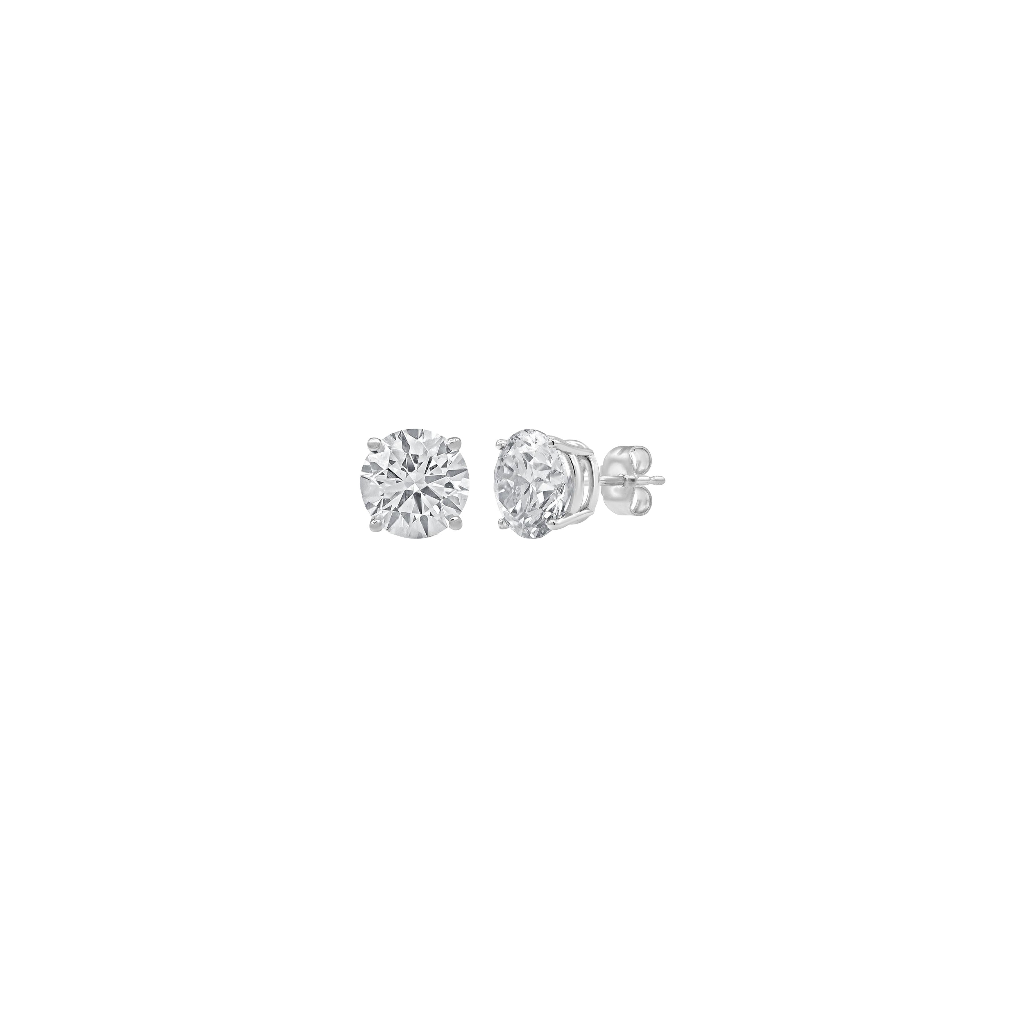 14K White Gold Lab-Grown 4.00ct Round Diamond Stud Earrings