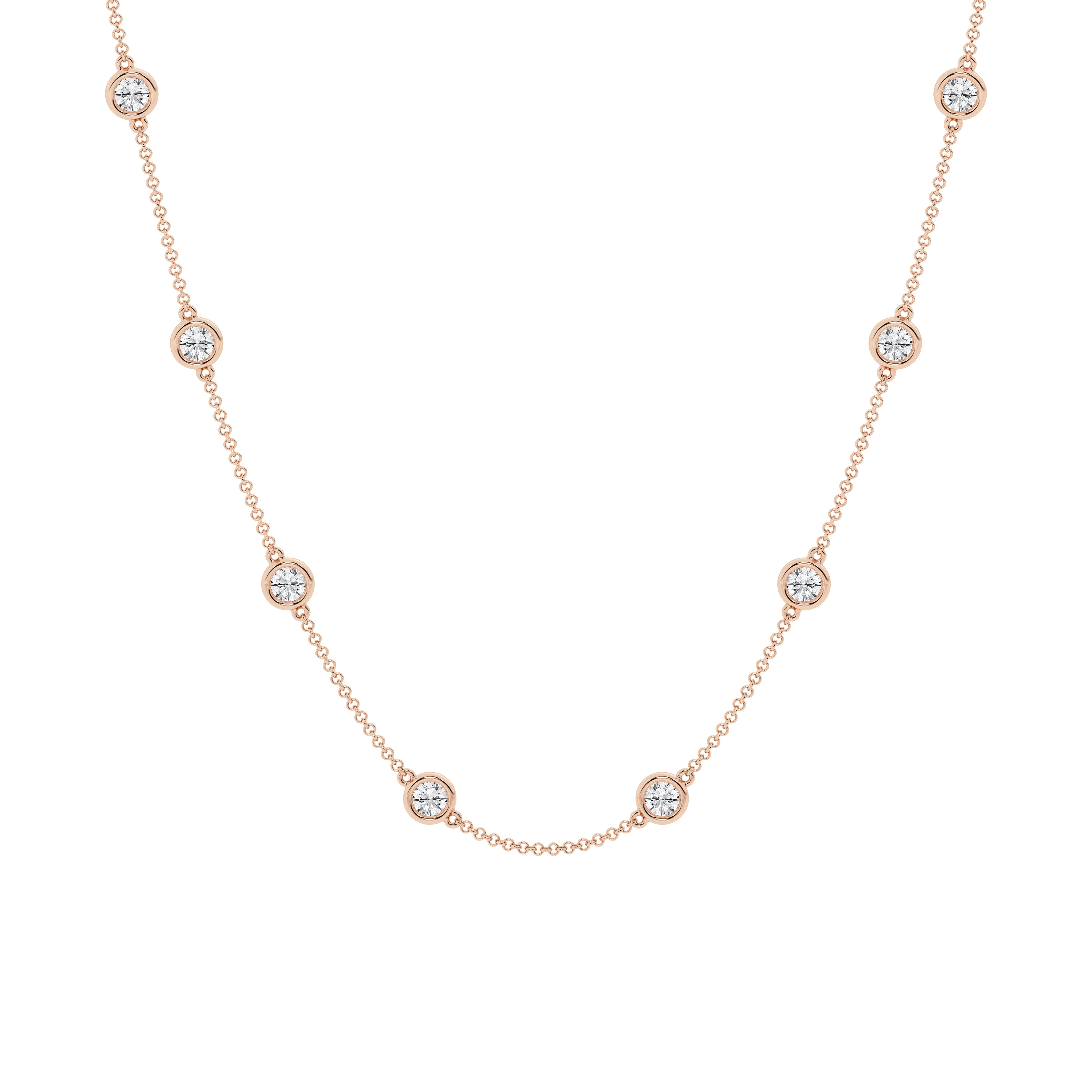 14K Rose Gold Lab-Grown Diamond Station Necklace