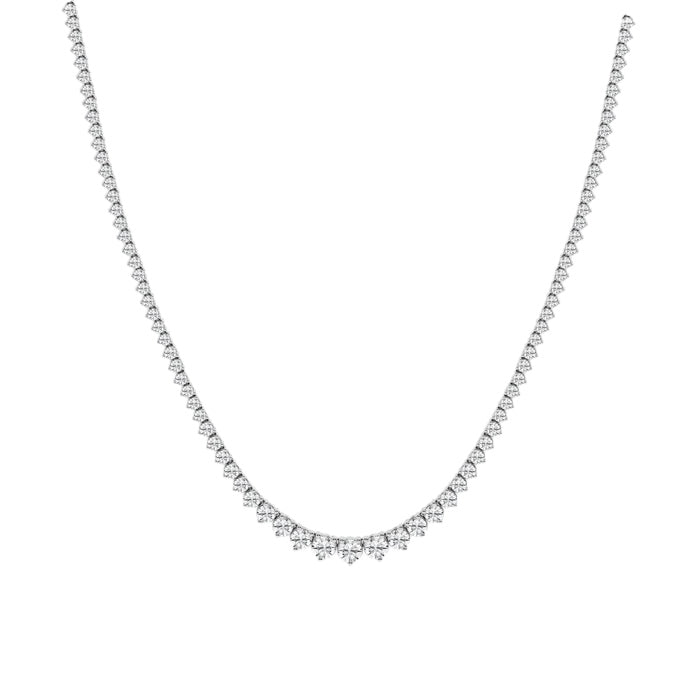 14K White Gold Lab Grown Round Diamond Riviera Necklace 12.05ctw