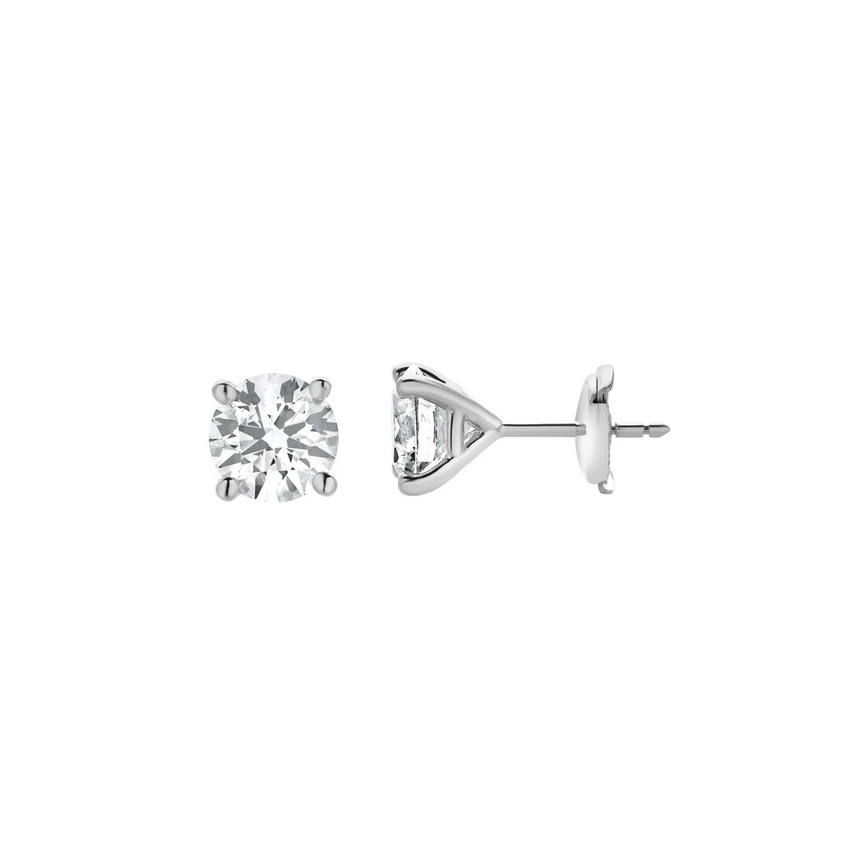 14k White Gold Lab Grown Round Diamond Four Prong Stud Earrings 1.00cttw