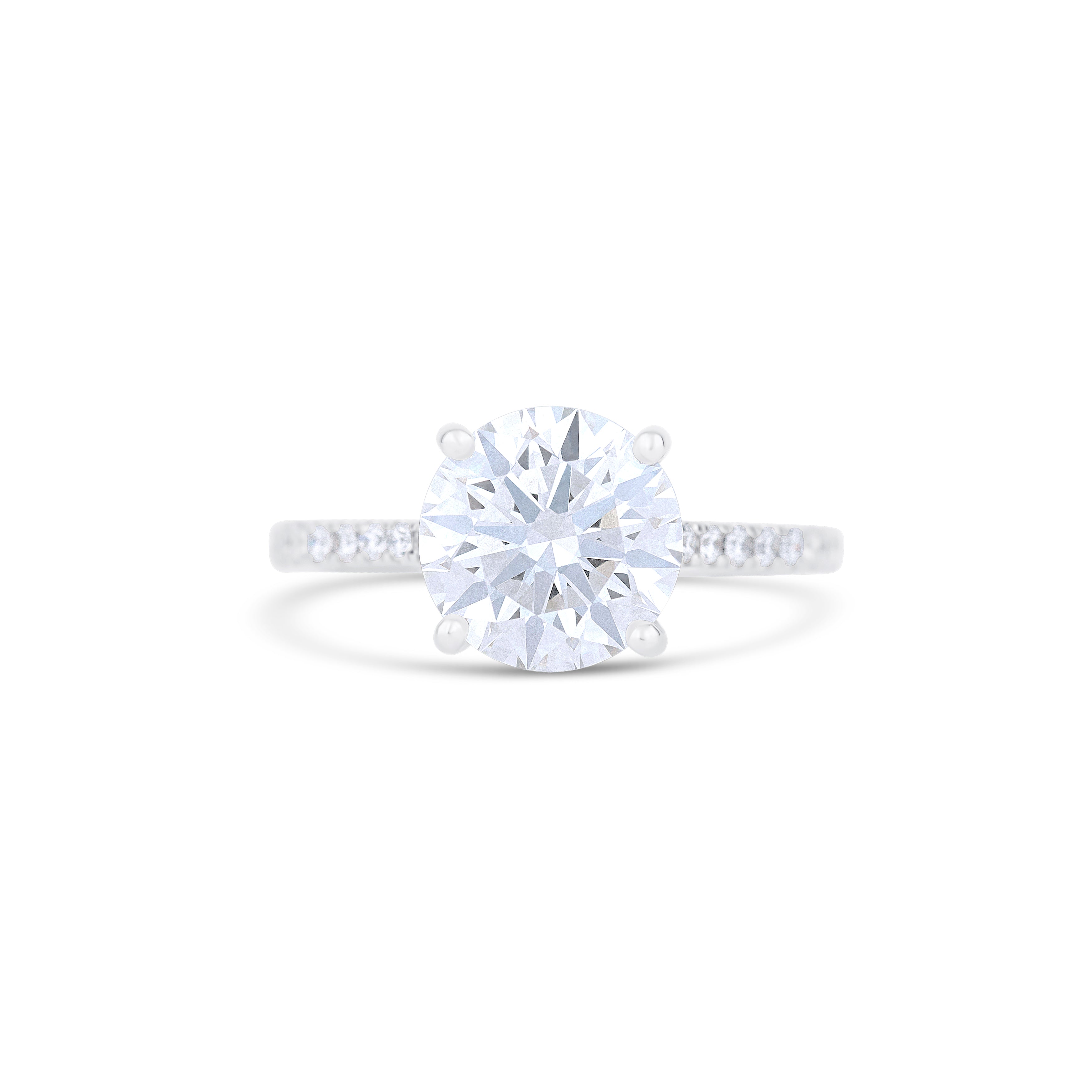 14K White Gold Lab Grown Round Diamond Engagement Ring 3.03 ct