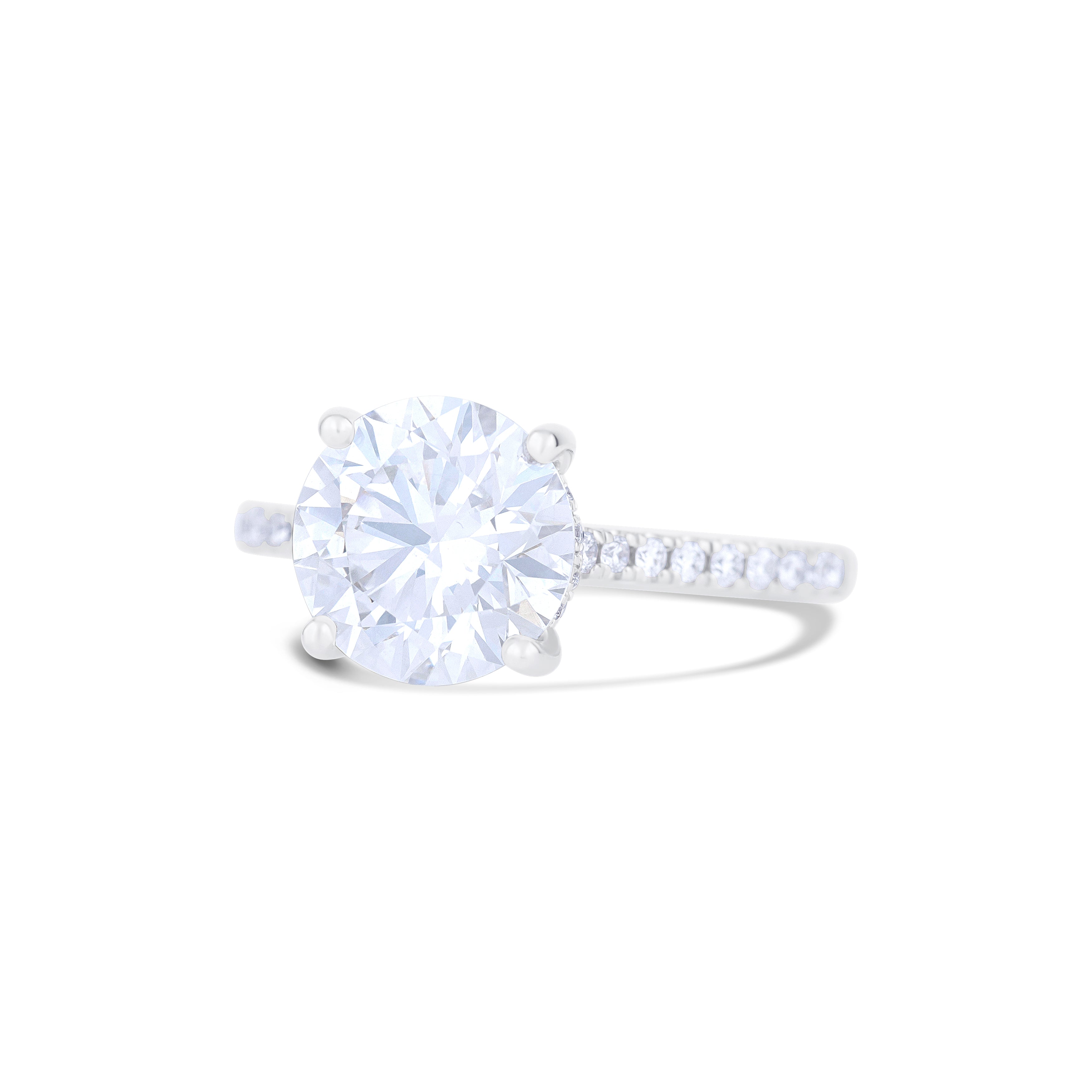 14K White Gold Lab Grown Round Diamond Engagement Ring 3.03 ct